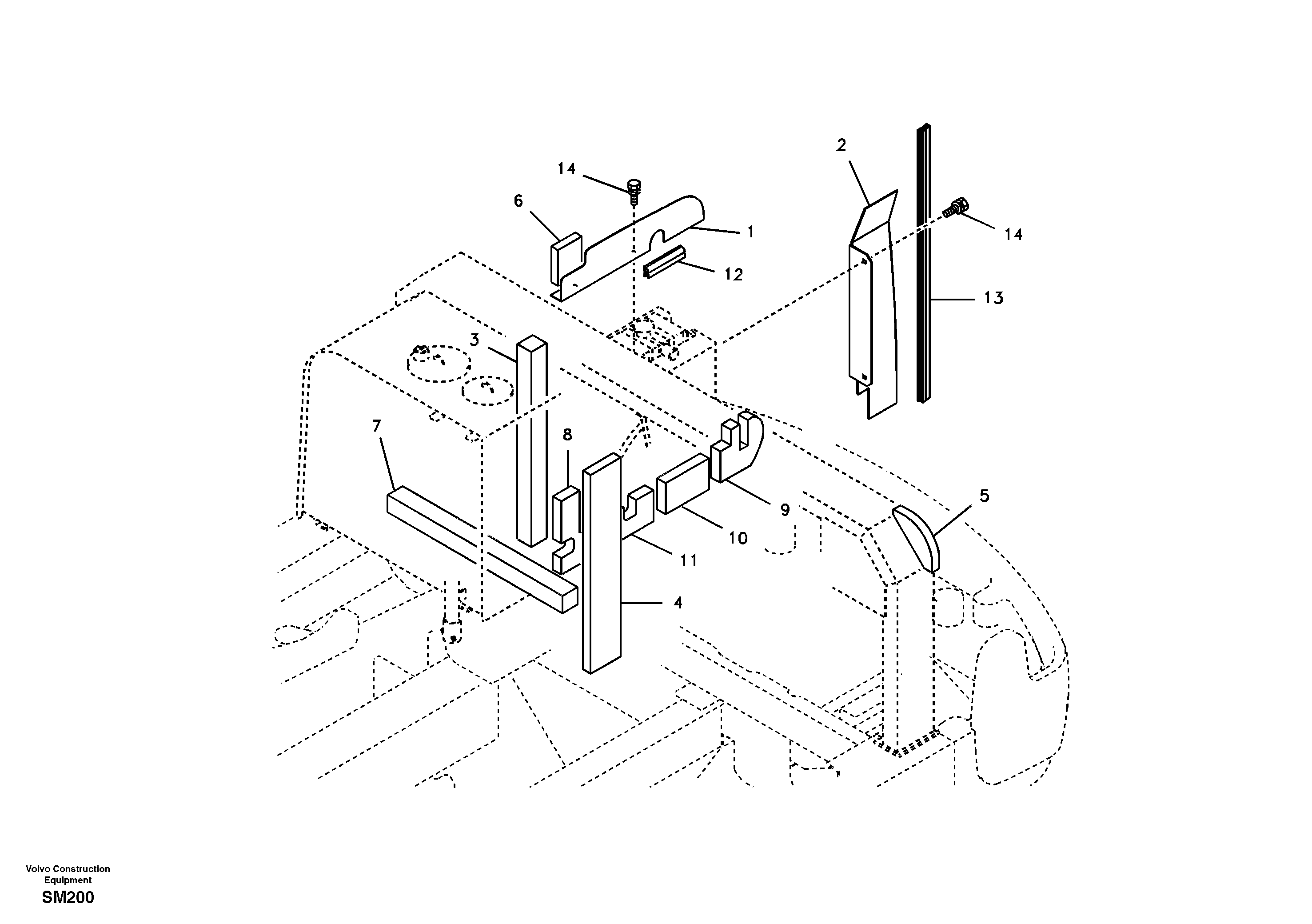 Схема запчастей Volvo EW55 SER NO 5630- - 21070 Cowl frame, cover and hood 