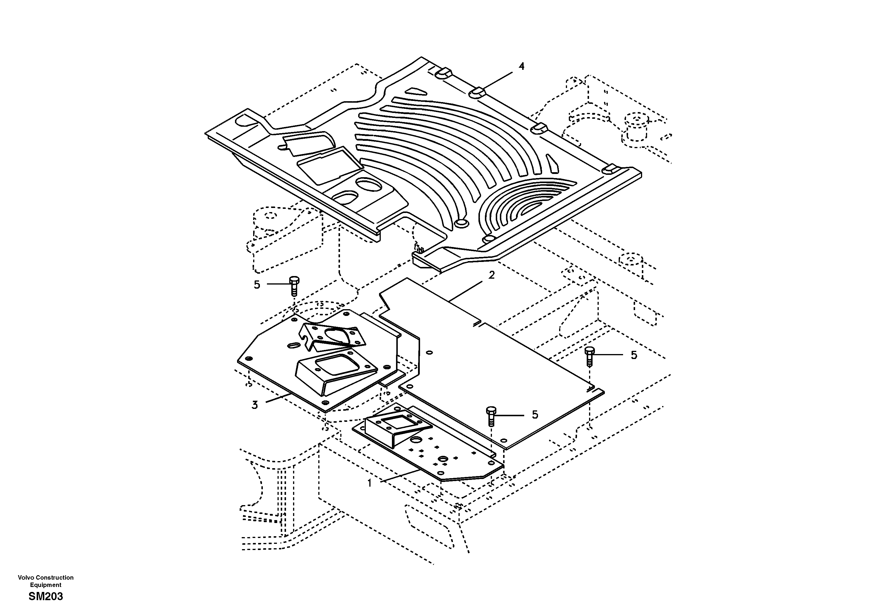 Схема запчастей Volvo EW55 SER NO 5630- - 11853 Cabin floor 