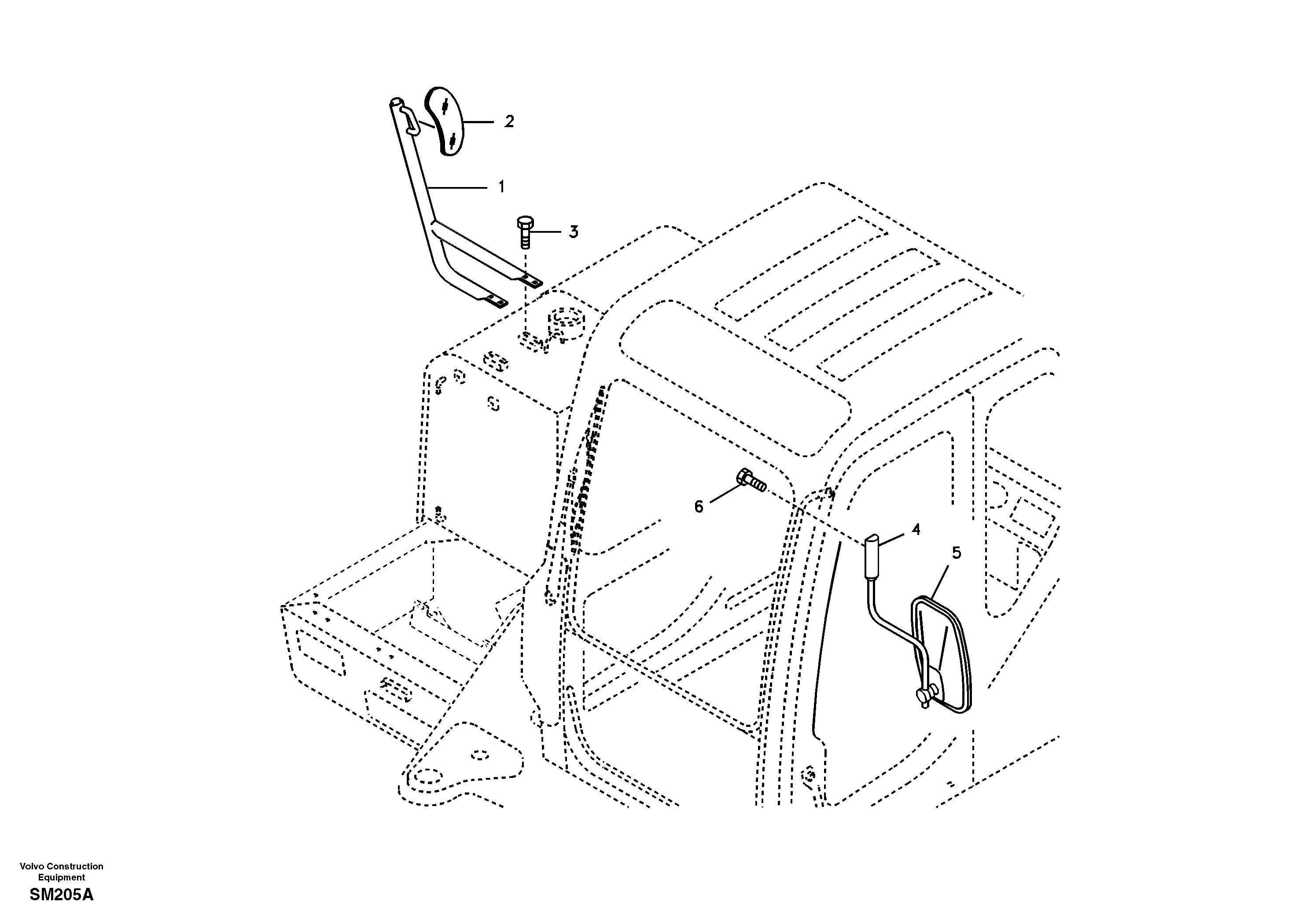 Схема запчастей Volvo EW55 SER NO 5630- - 17714 Rear view mirror 