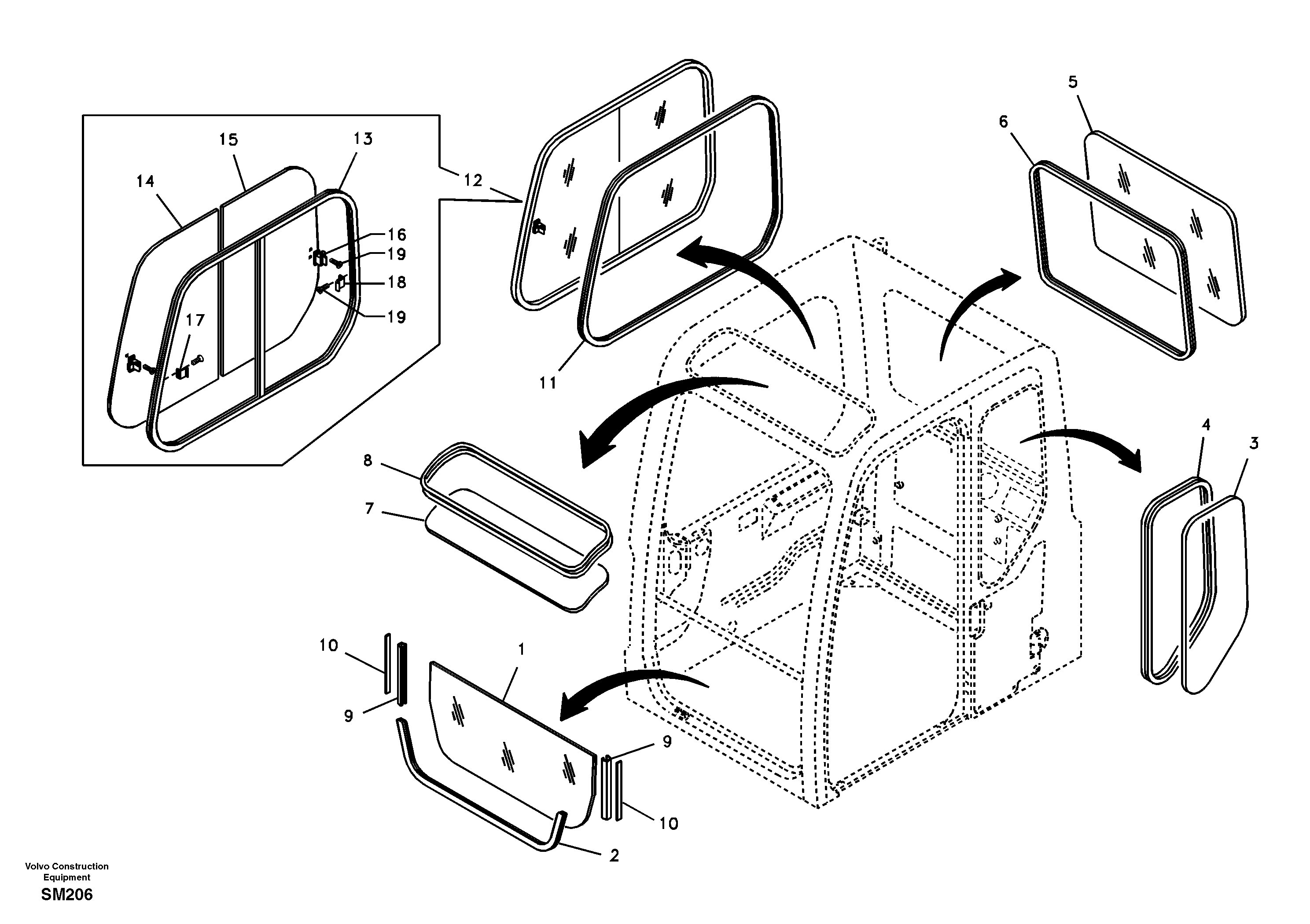 Схема запчастей Volvo EW55 SER NO 5630- - 13116 Windows 