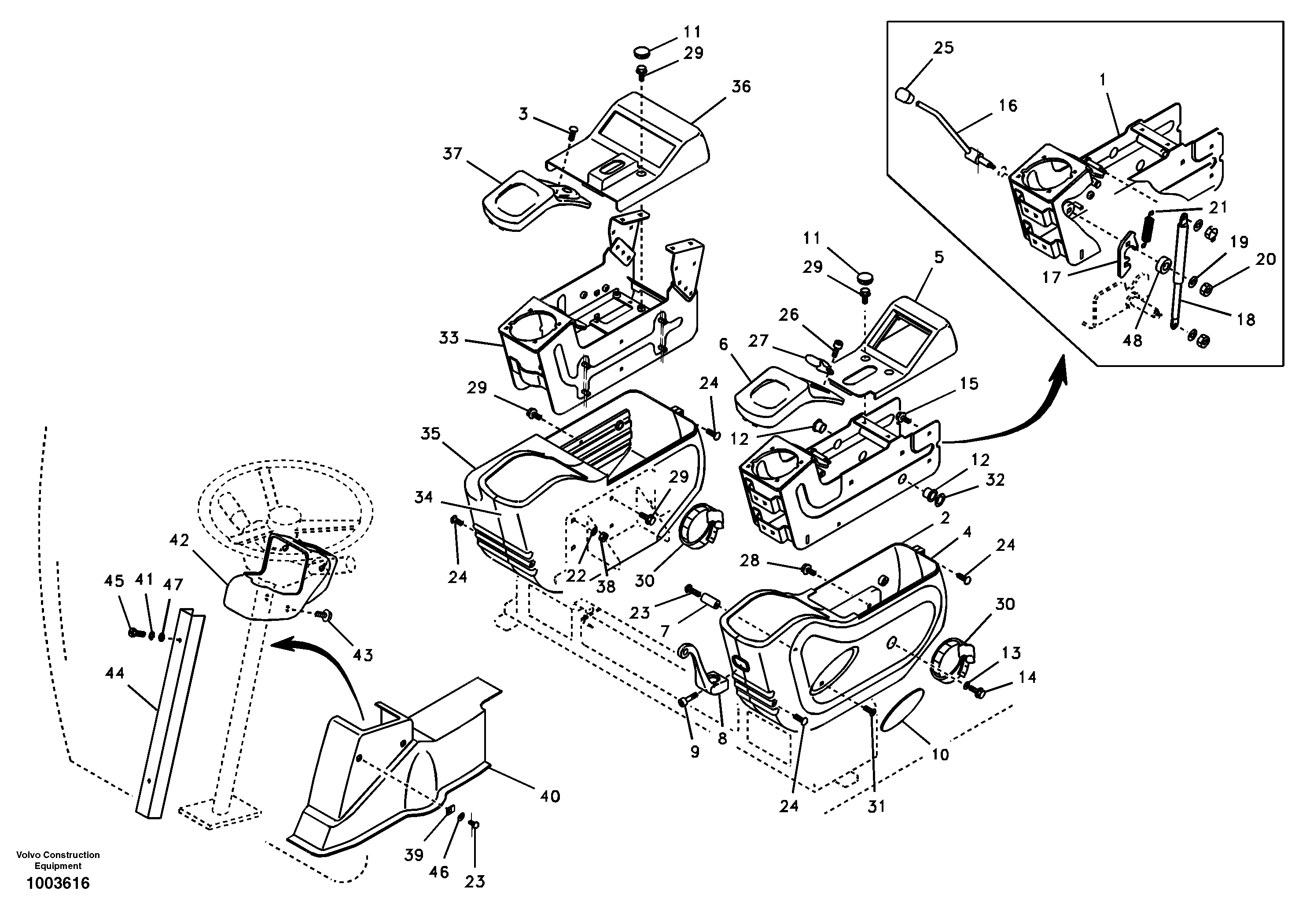 Схема запчастей Volvo EW55 SER NO 5630- - 39191 Instrument panel, control panel 