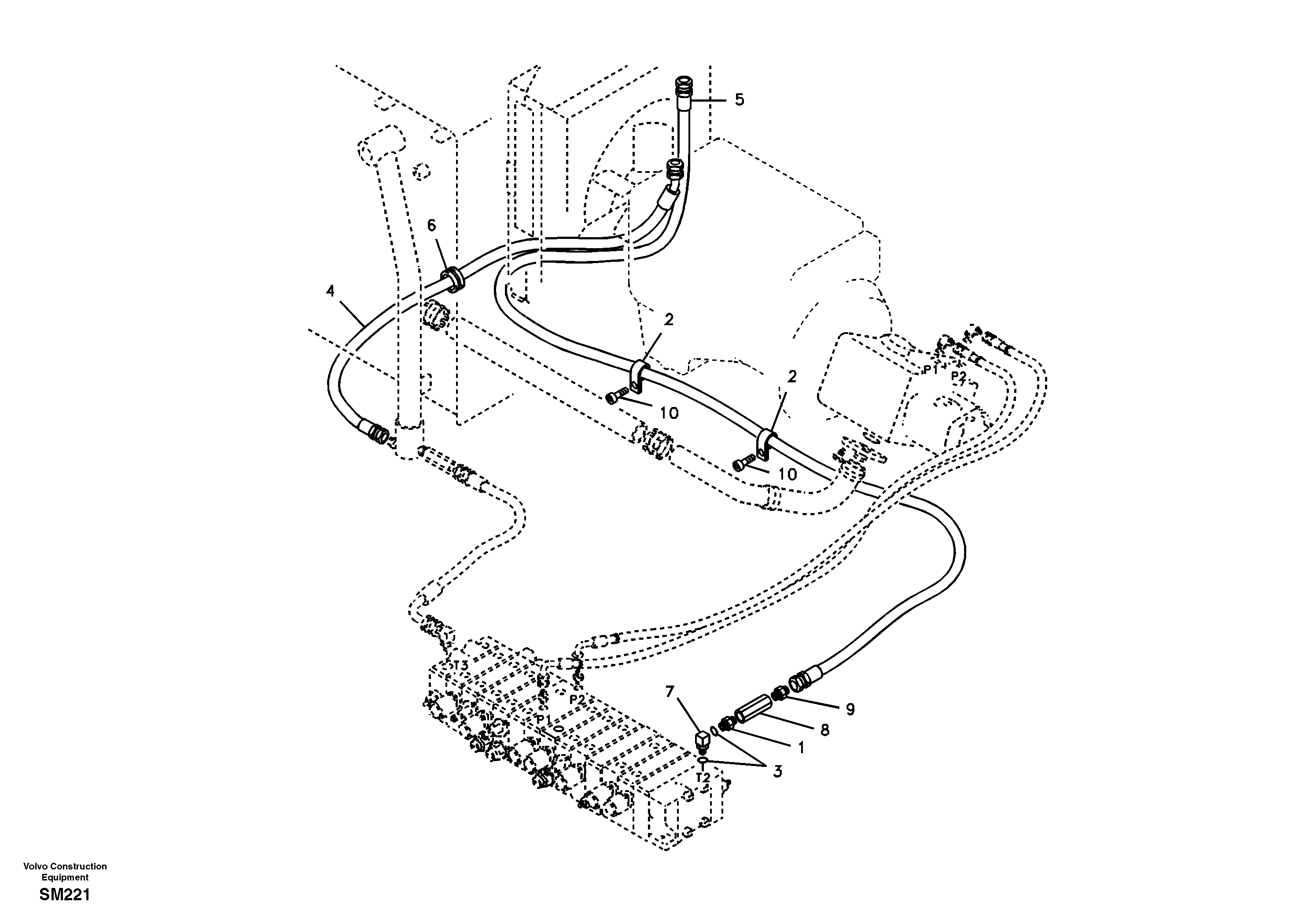 Схема запчастей Volvo EW55 SER NO 5630- - 11861 Hydraulic system, hydraulic tank to hydraulic oil cooler 