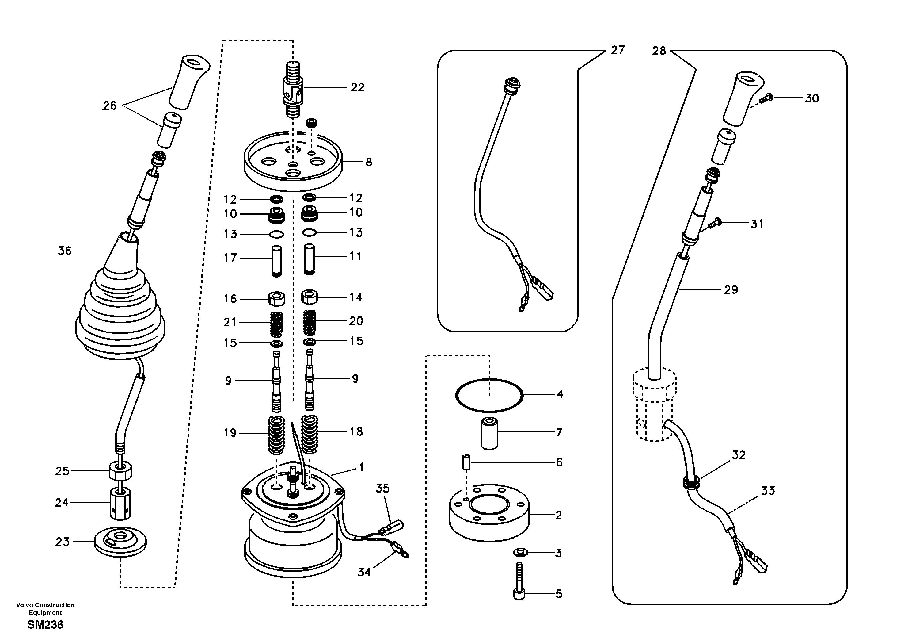 Схема запчастей Volvo EW55 SER NO 5630- - 96245 Servo system, remote control valve 