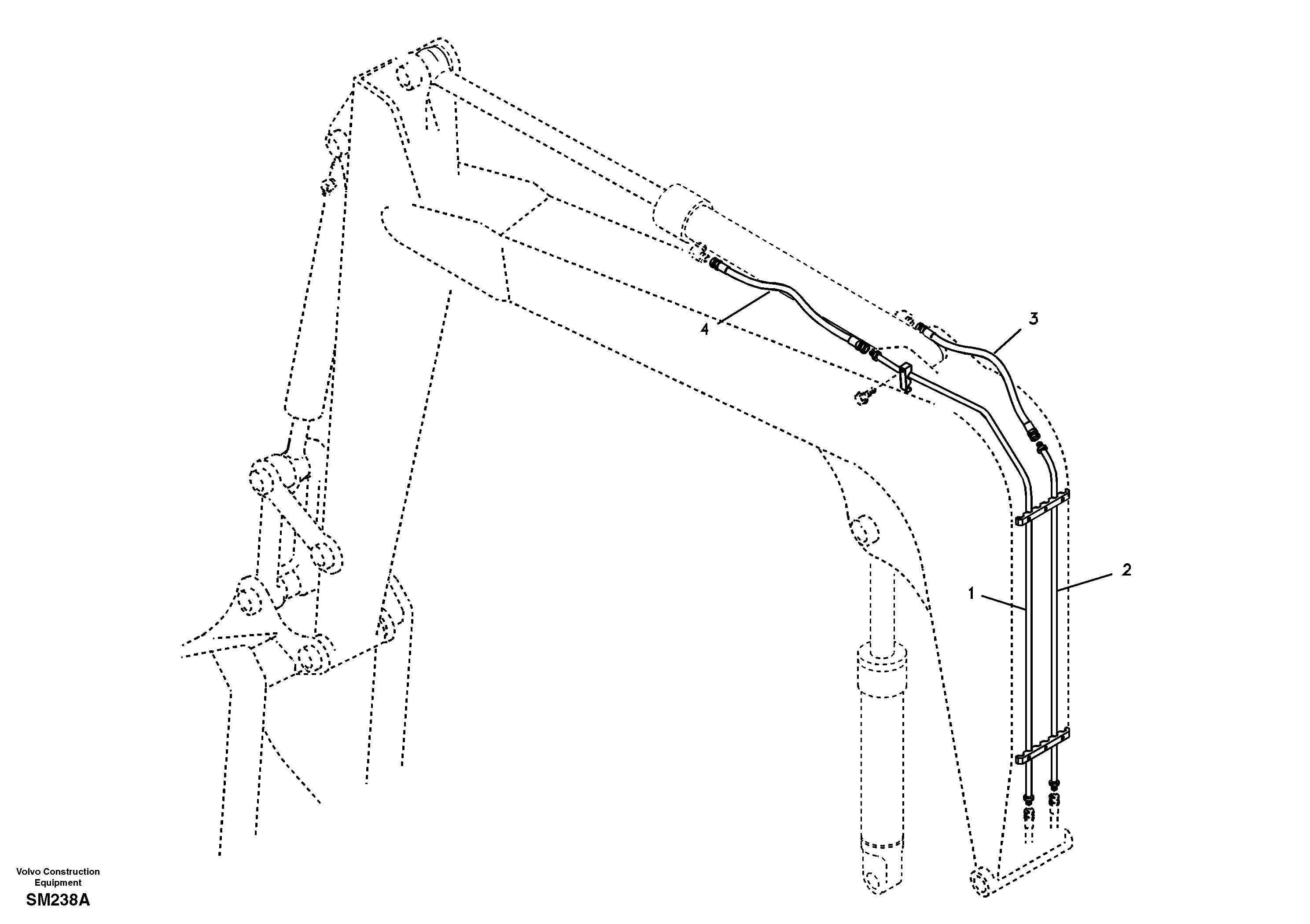 Схема запчастей Volvo EW55 SER NO 5630- - 9248 Working hydraulic, dipper arm 