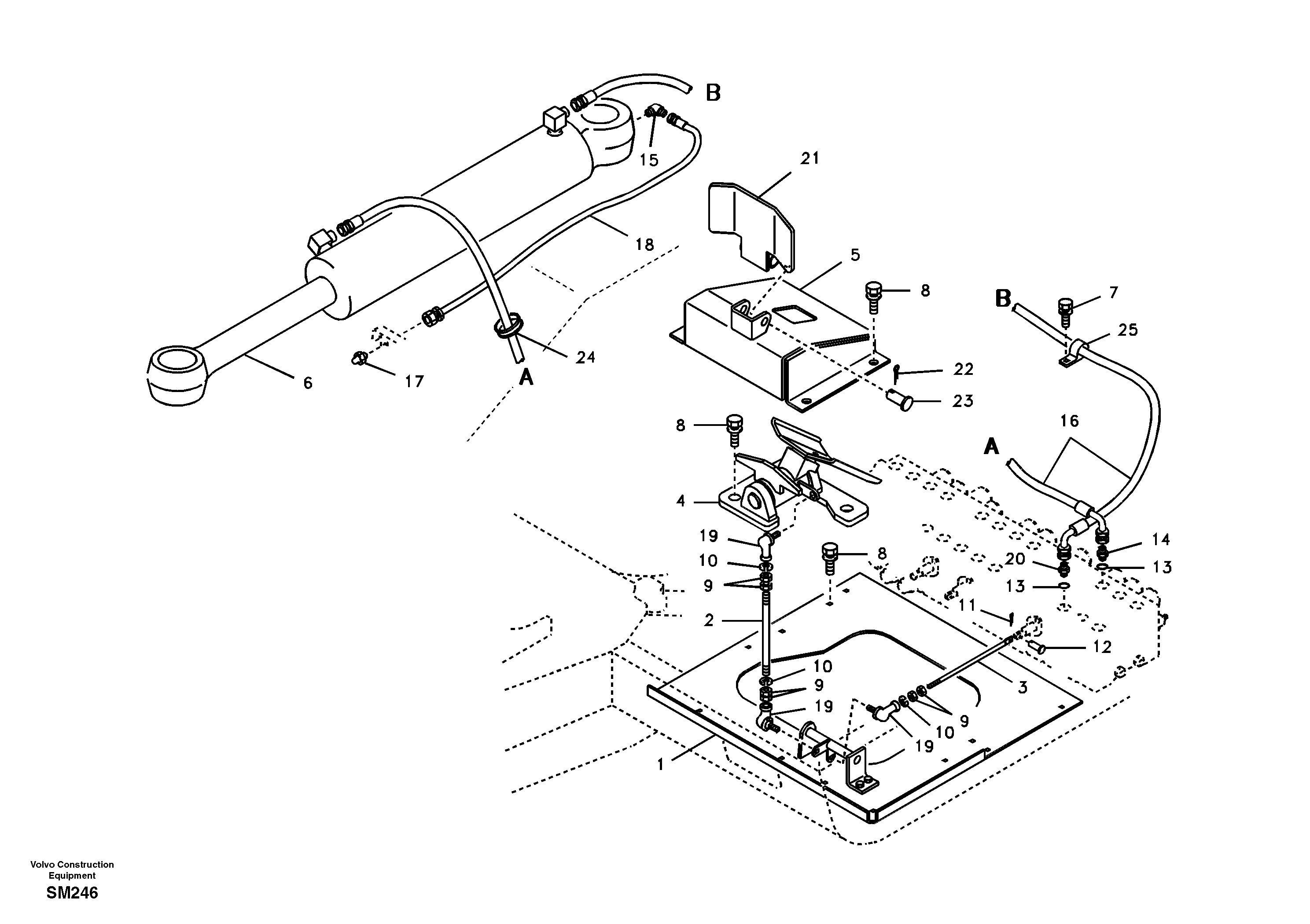 Схема запчастей Volvo EW55 SER NO 5630- - 31637 Boom swing system 