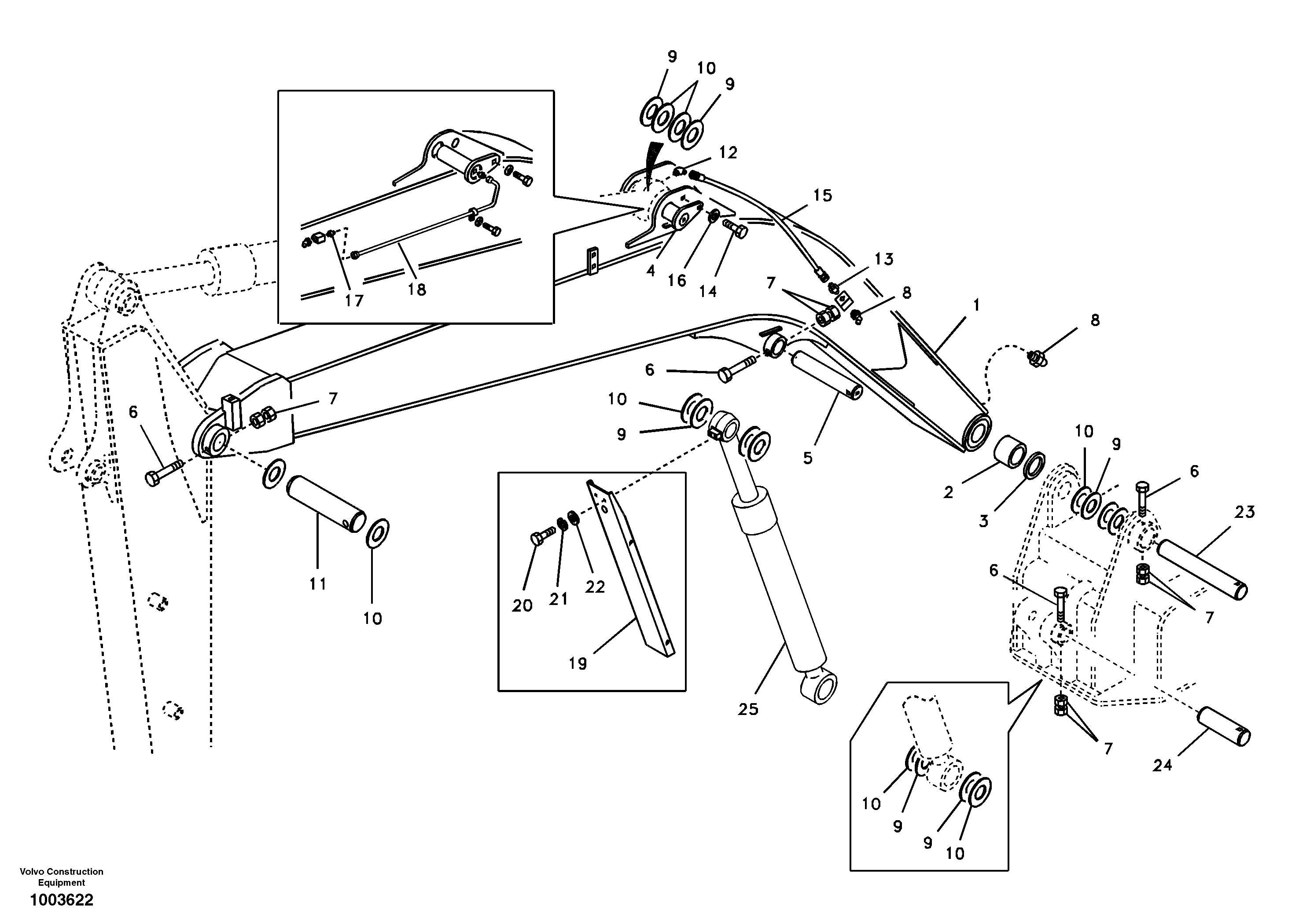 Схема запчастей Volvo EW55 SER NO 5630- - 1550 Links to boom, mono 