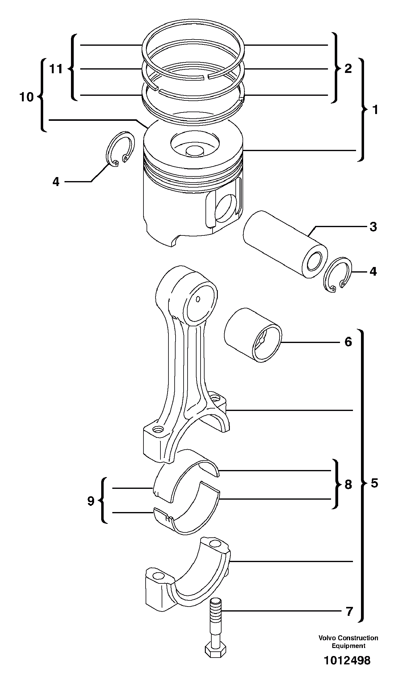 Схема запчастей Volvo EC27C - 17951 Шатун и поршень EC27C