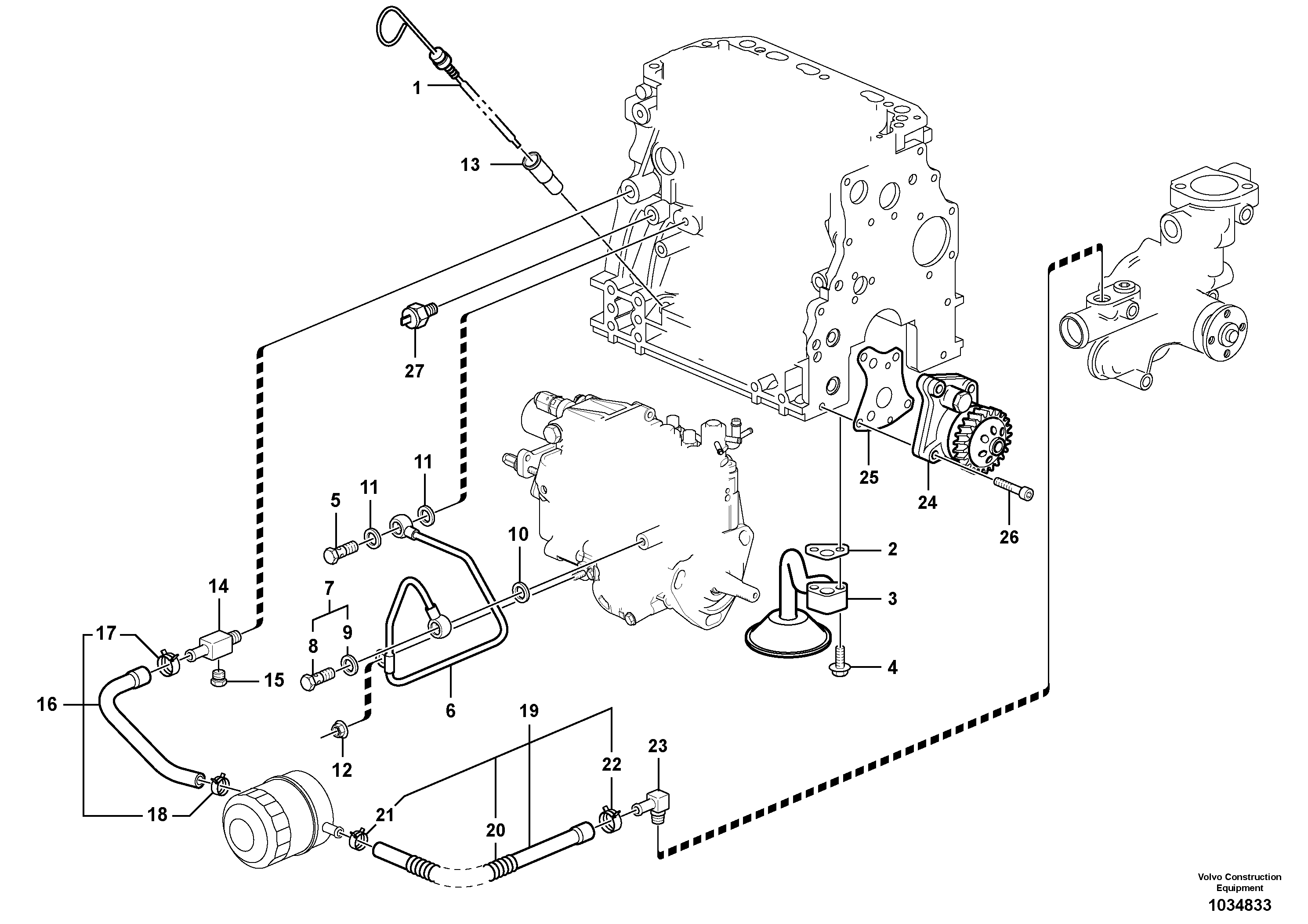 Схема запчастей Volvo EC27C - 39354 Система масляной смазки EC27C