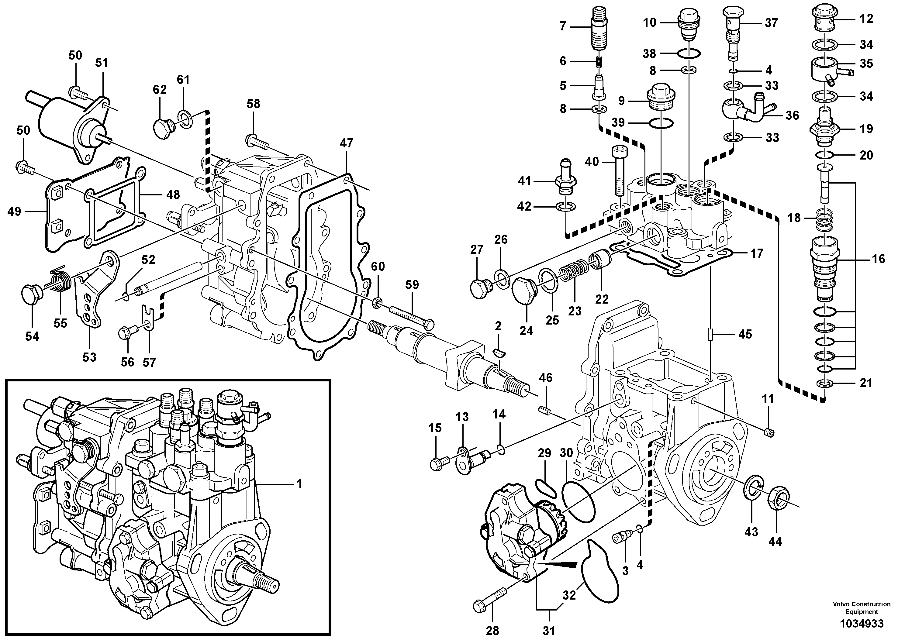 Схема запчастей Volvo EC27C - 85524 Fuel injection pump with fitting parts EC27C
