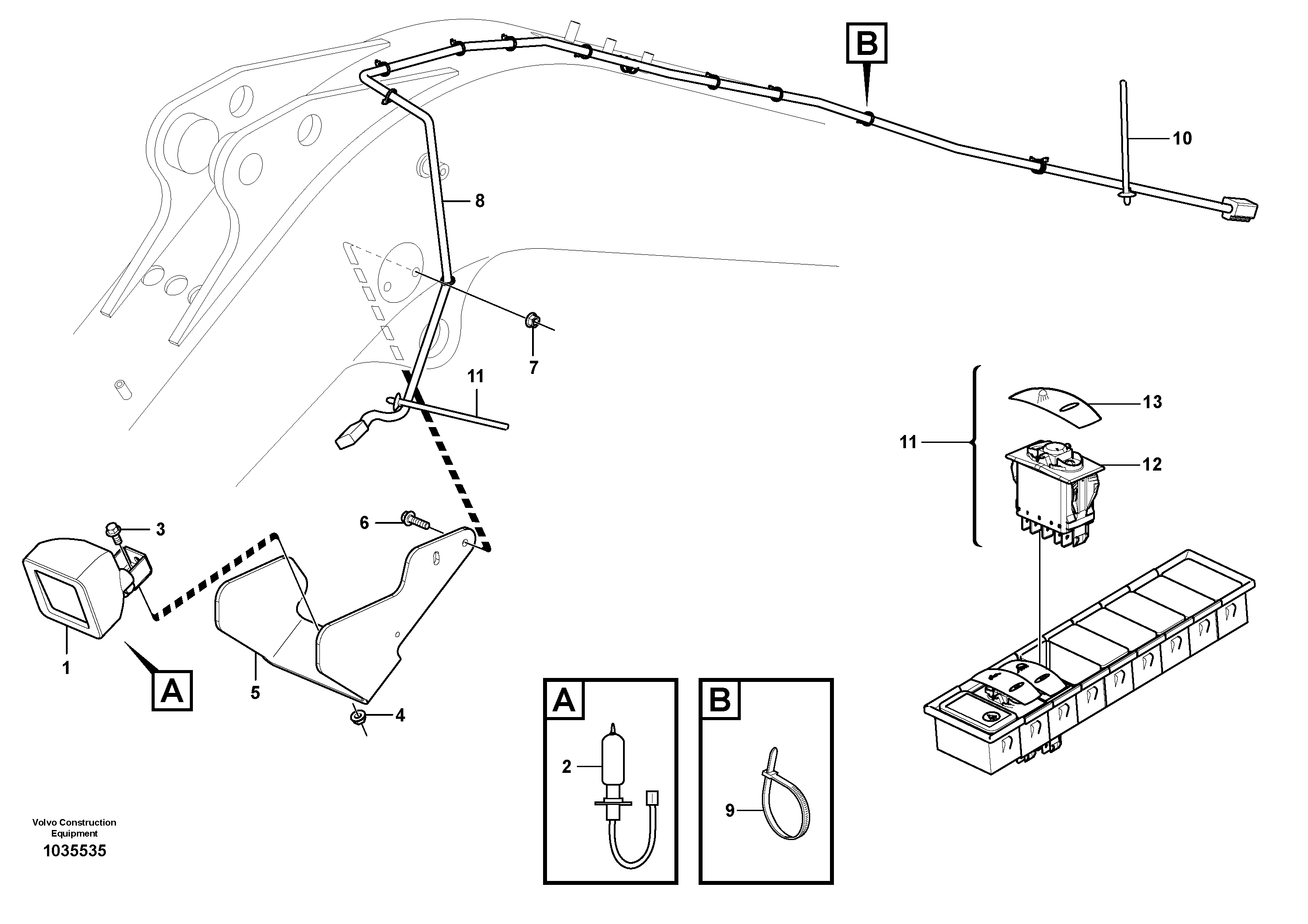 Схема запчастей Volvo EC27C - 92324 Work light on boom EC27C