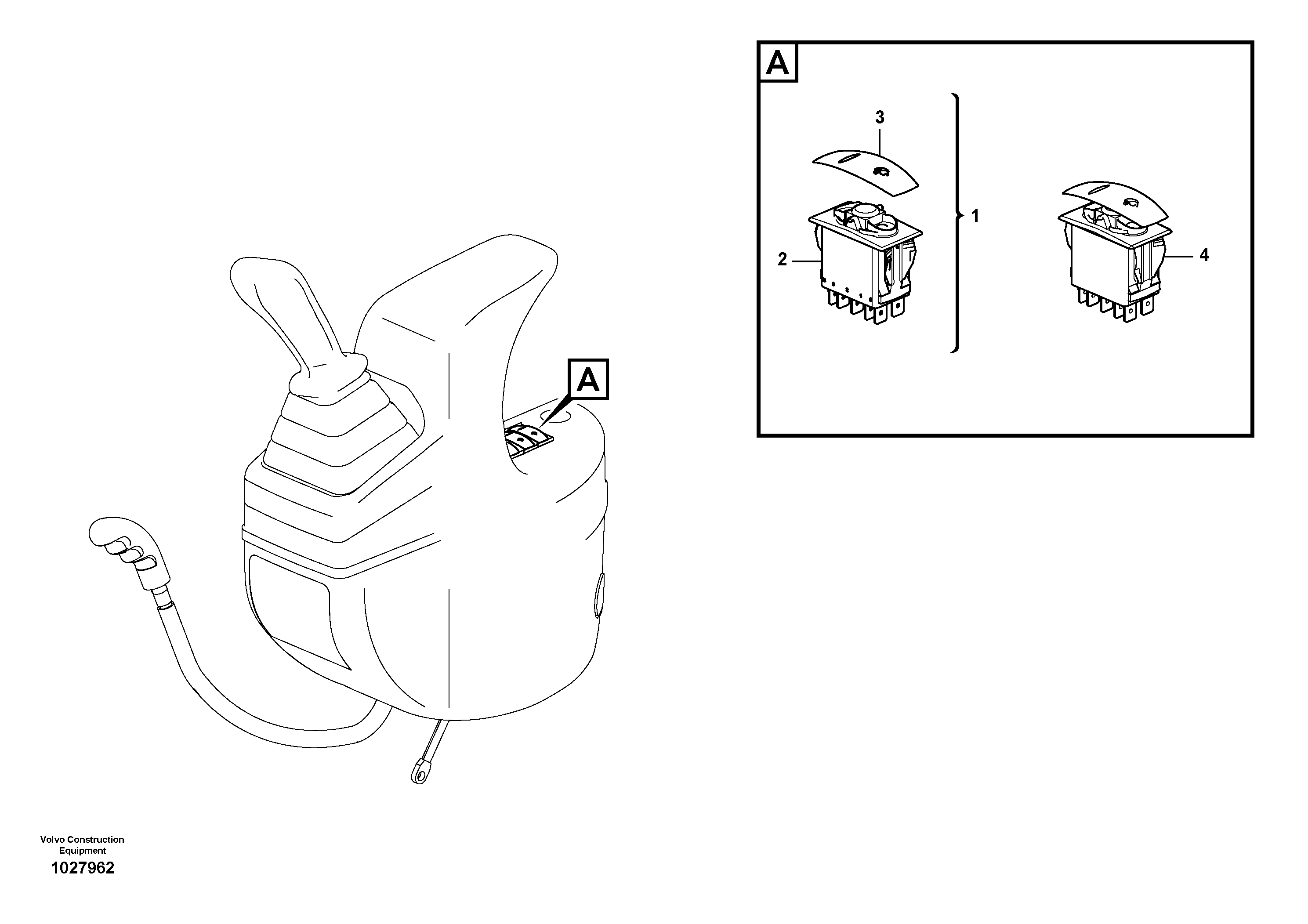 Схема запчастей Volvo EC27C - 102684 Switches for single-acting circuit without quick-coupler EC27C