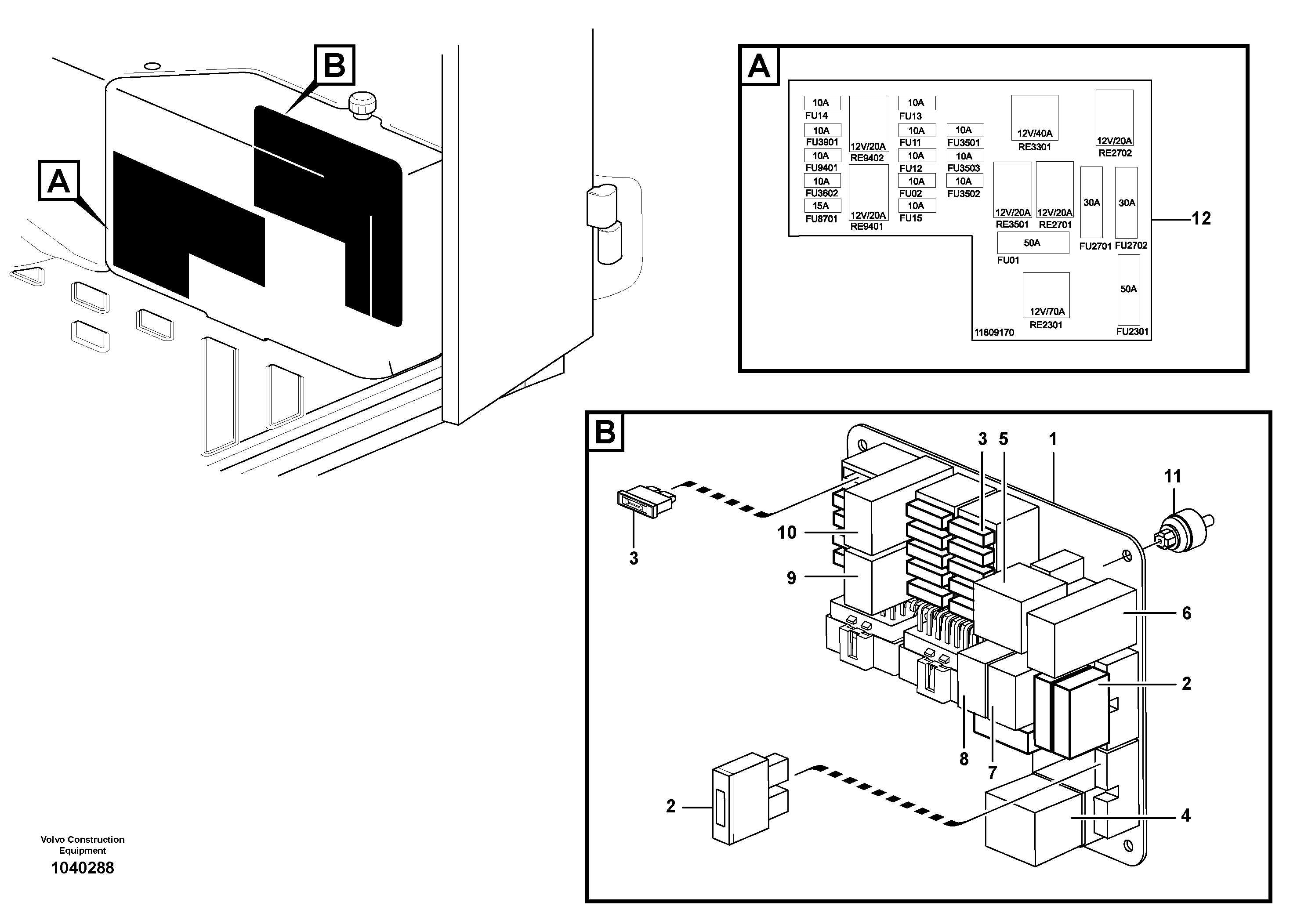 Схема запчастей Volvo EC27C - 92782 Electrical distribution box EC27C