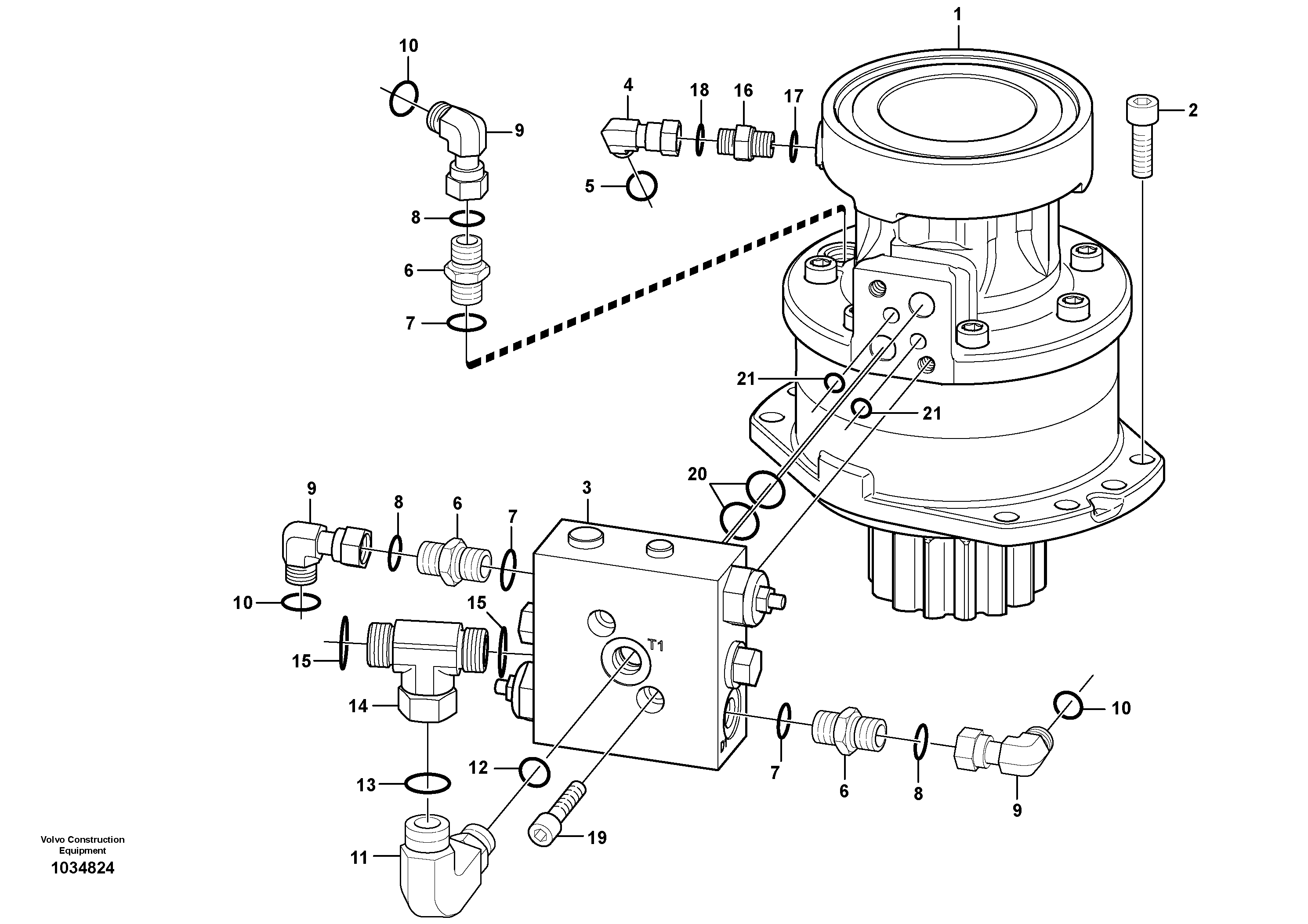 Схема запчастей Volvo EC27C - 40552 Swing motor with mounting parts EC27C