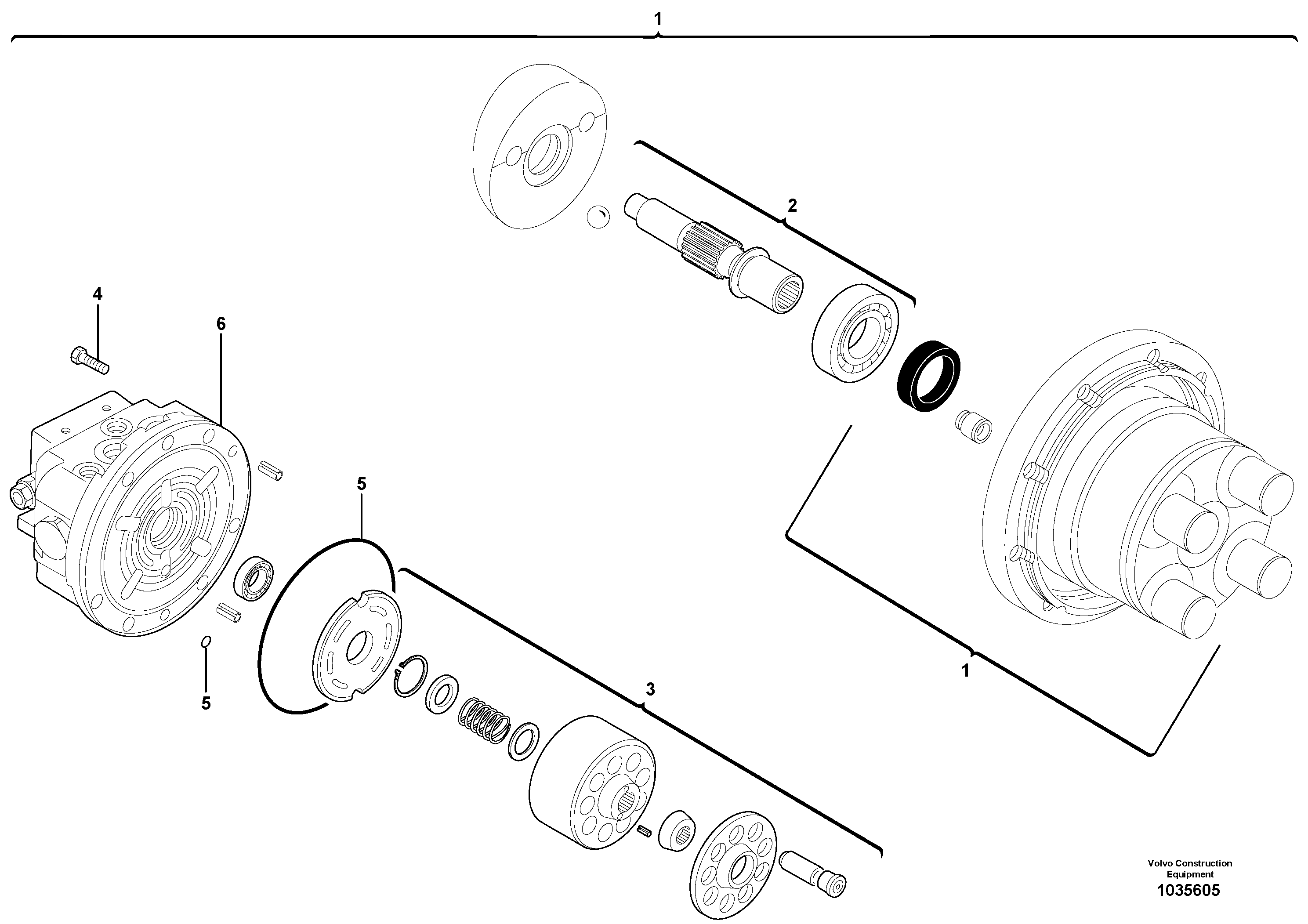 Схема запчастей Volvo EC27C - 47374 Travelling gear motor assy / without brake EC27C