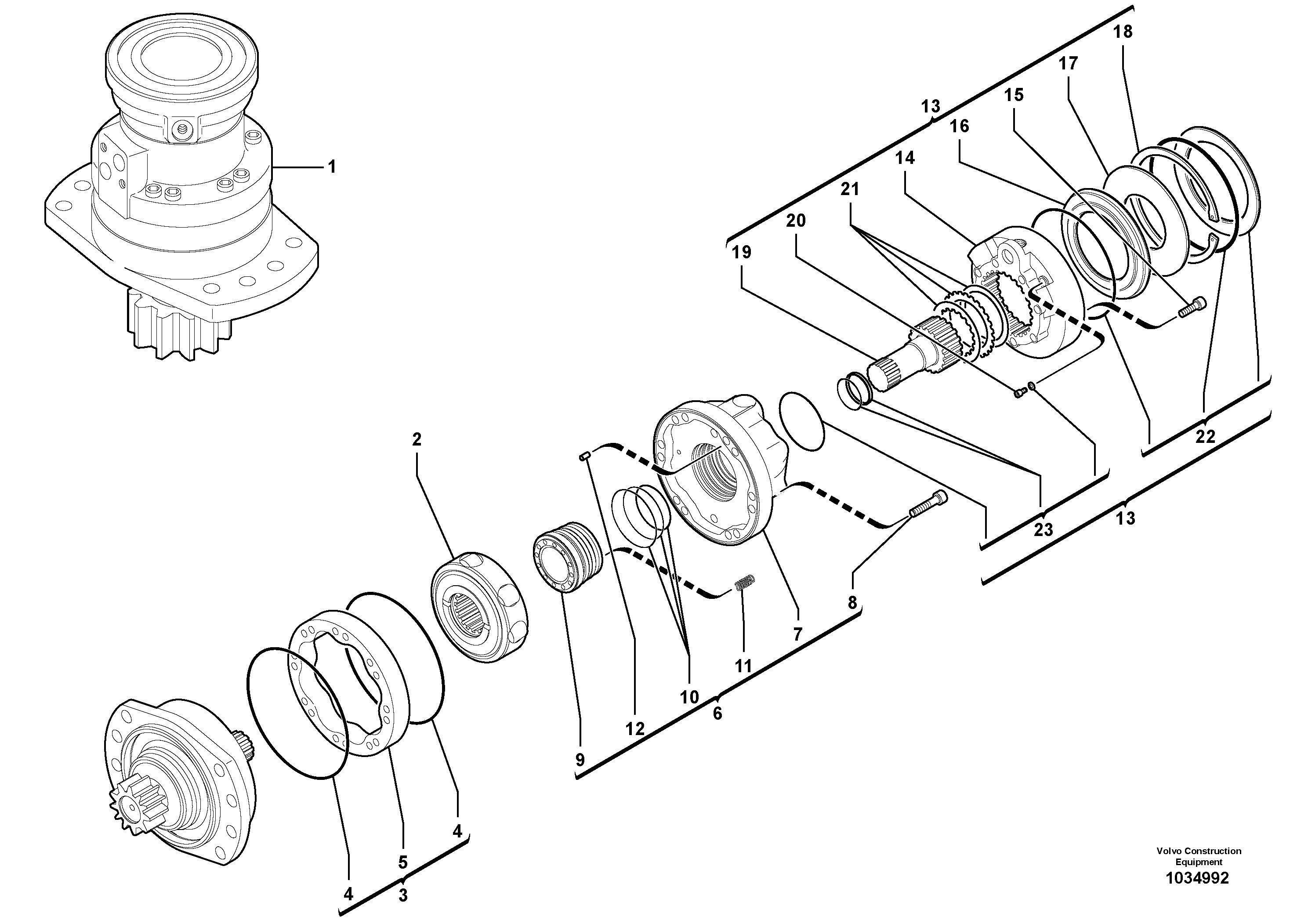 Схема запчастей Volvo EC27C - 47377 Slewing gear motor EC27C