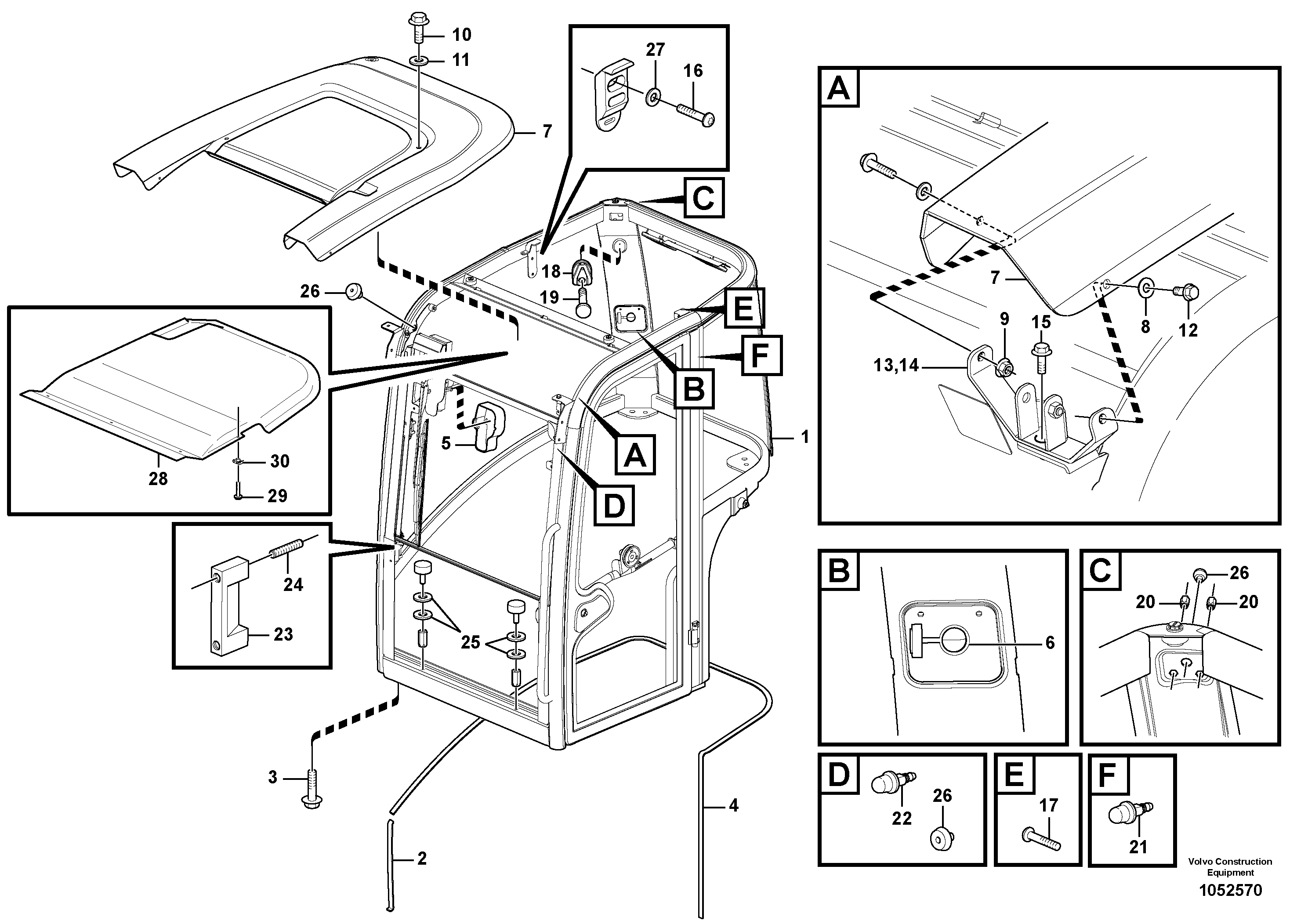 Схема запчастей Volvo EC27C - 82768 Operators cab EC27C