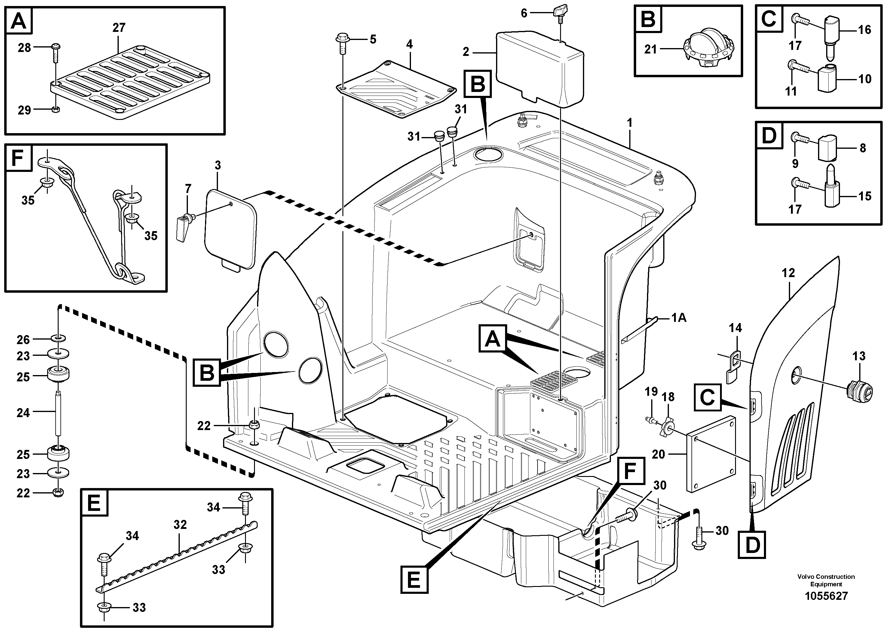 Схема запчастей Volvo EC27C - 89697 Cabin floor EC27C