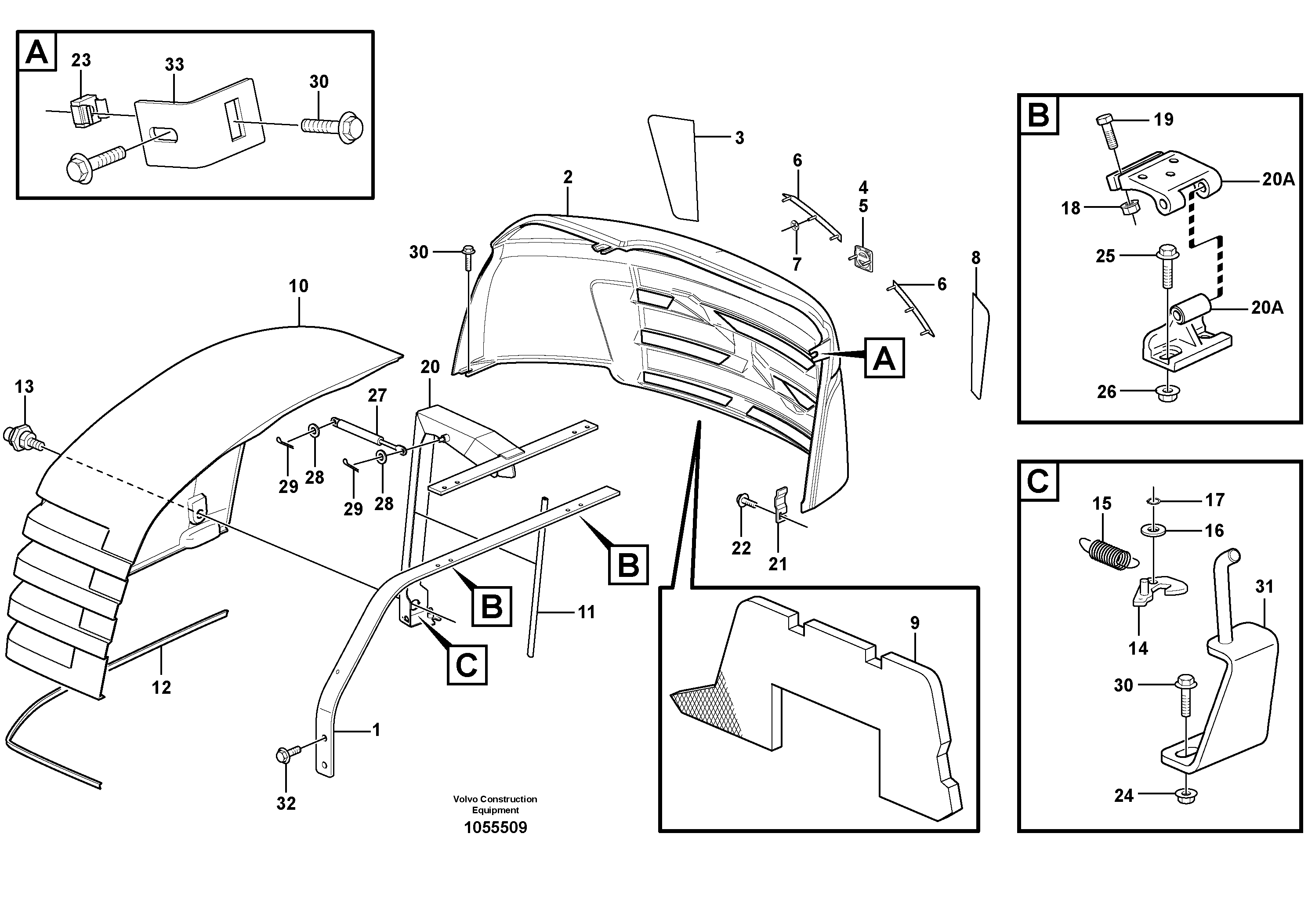 Схема запчастей Volvo EC27C - 84110 Engine hood EC27C