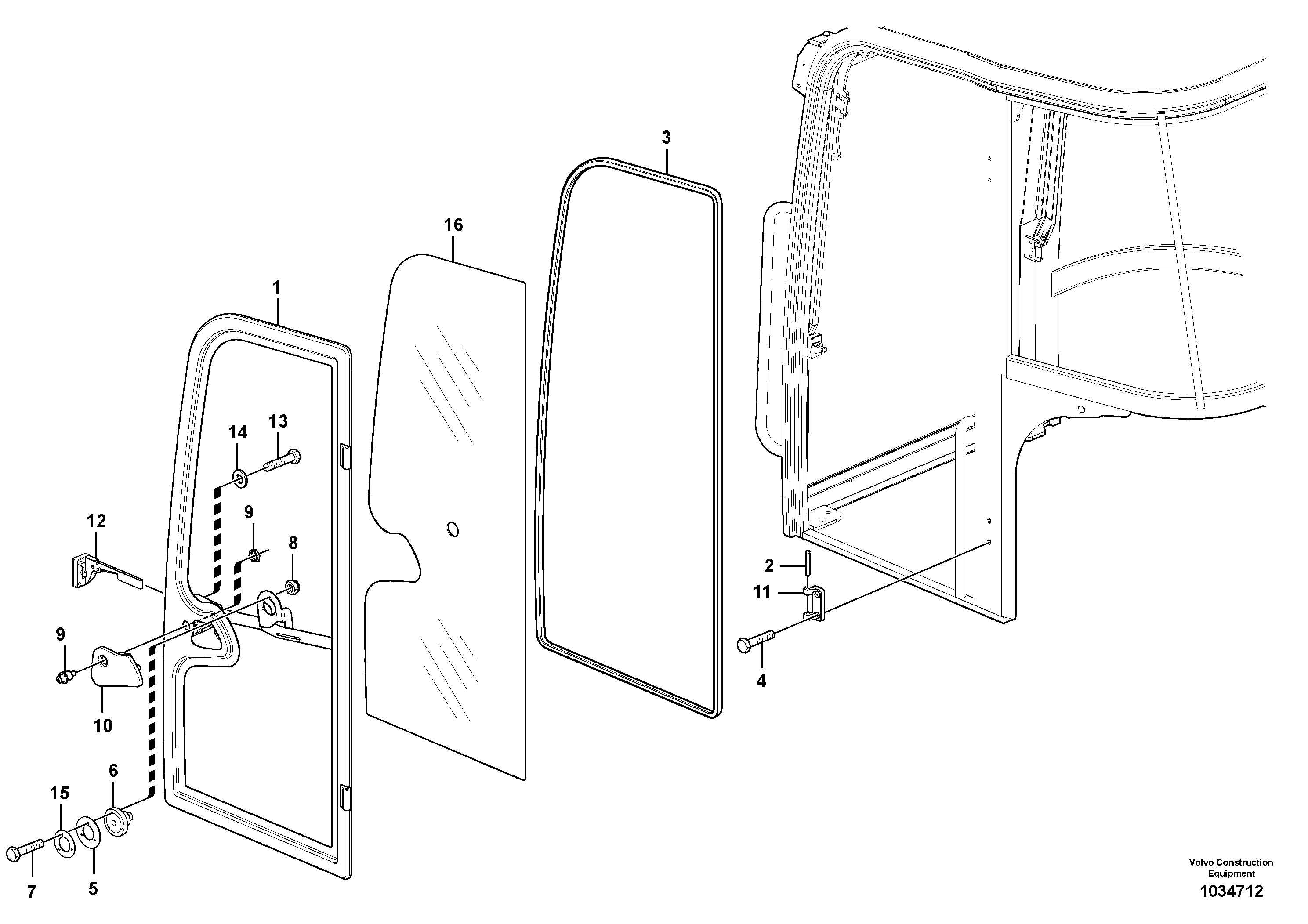 Схема запчастей Volvo EC27C - 47385 Cab : door EC27C