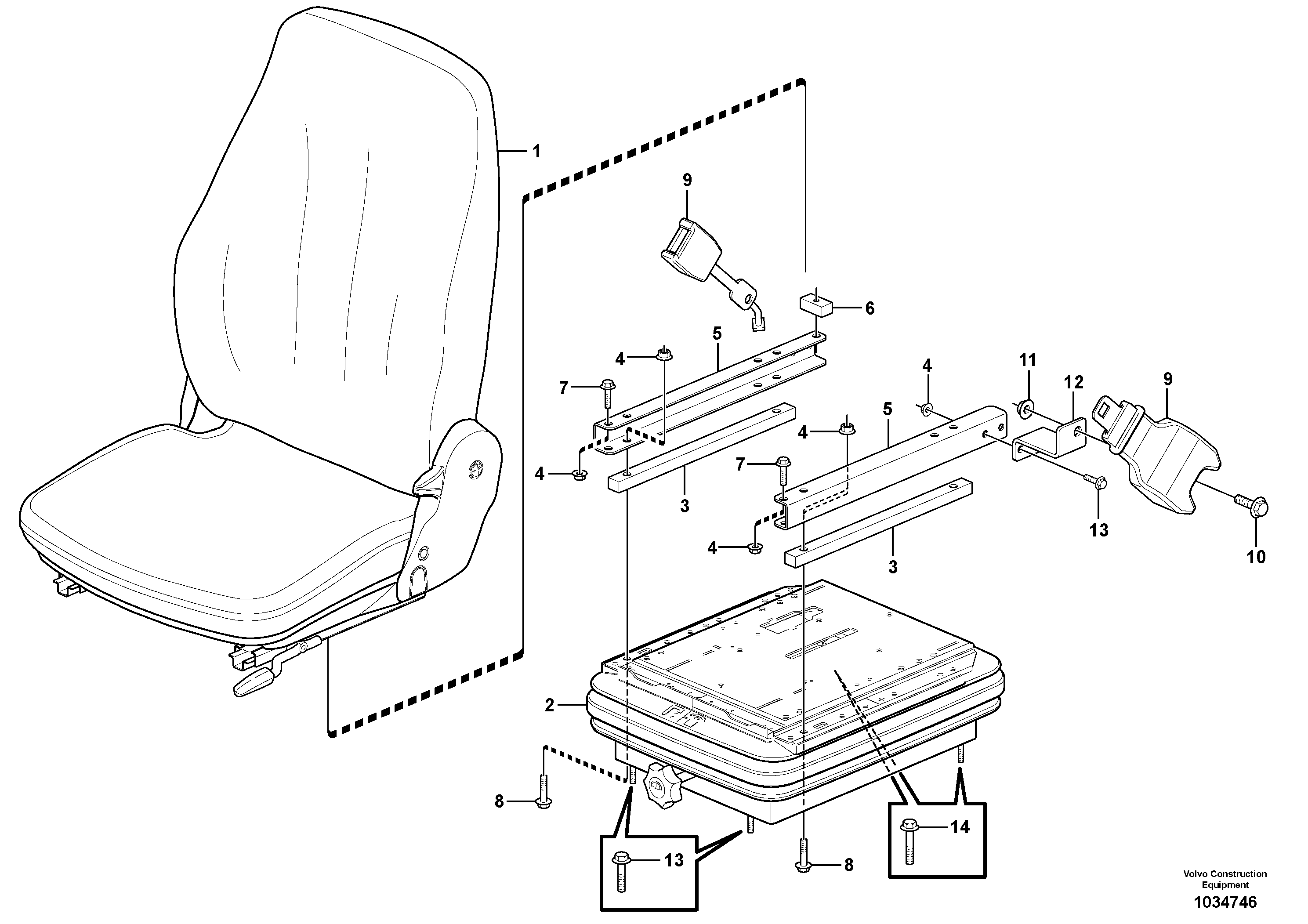 Схема запчастей Volvo EC27C - 87254 Suspended seat EC27C