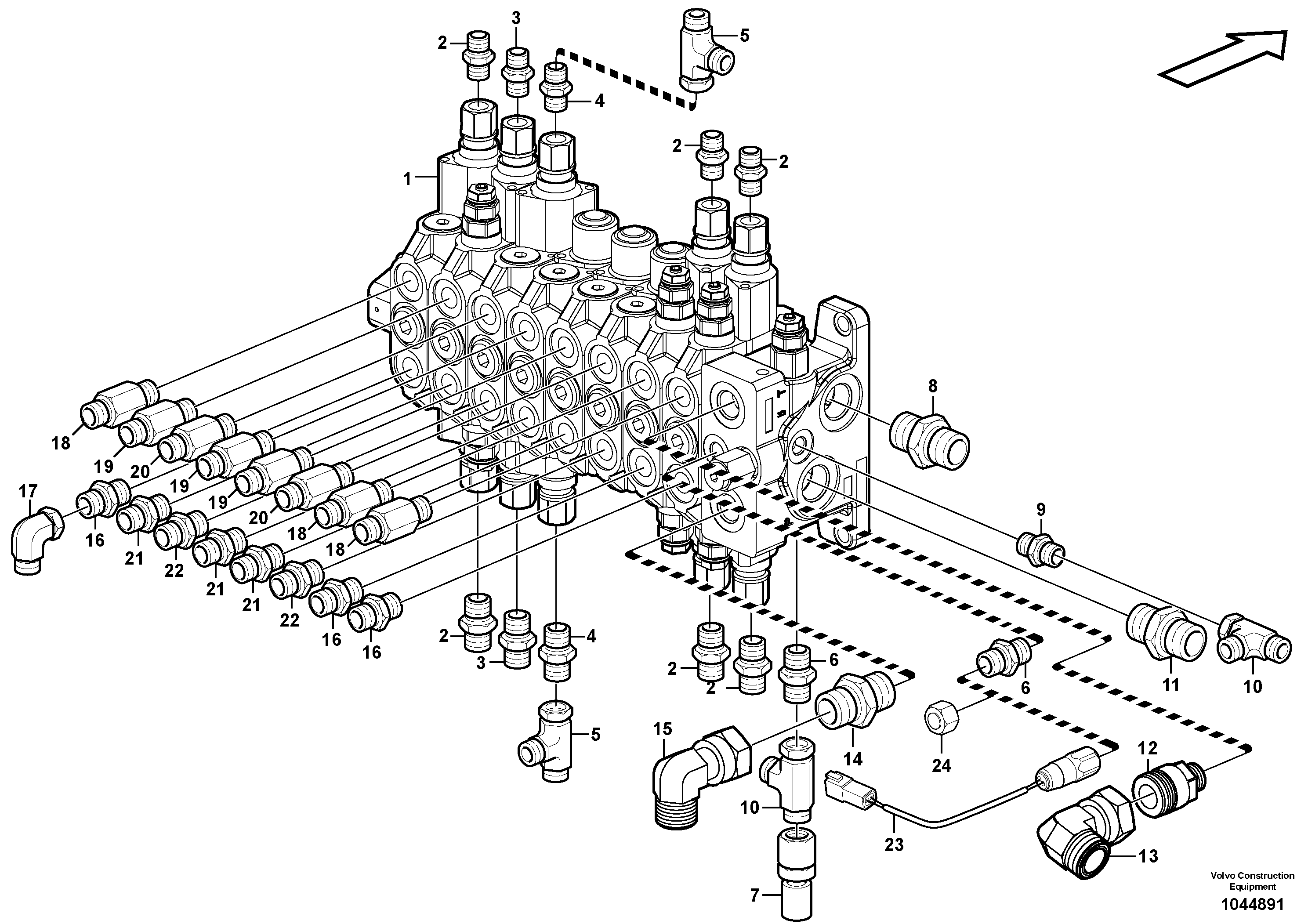 Схема запчастей Volvo EC27C - 60235 Control valve with fitting parts EC27C