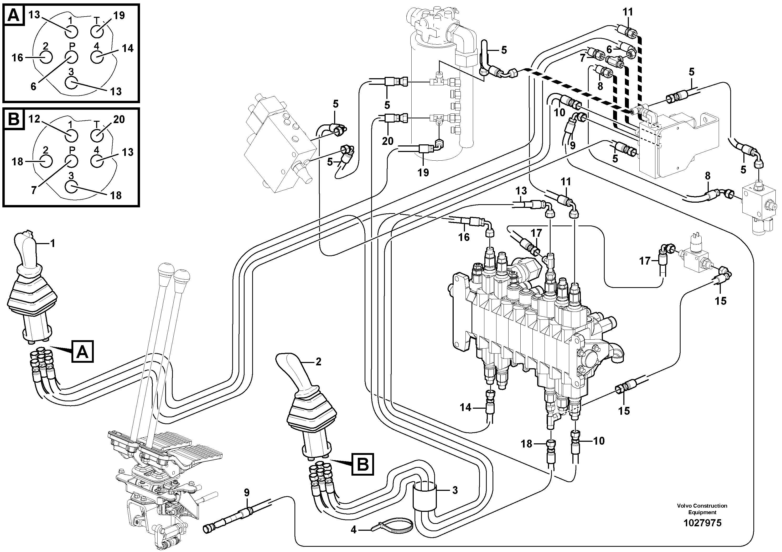 Схема запчастей Volvo EC27C - 50258 Hydraulic circuit ( low pressure ) EC27C