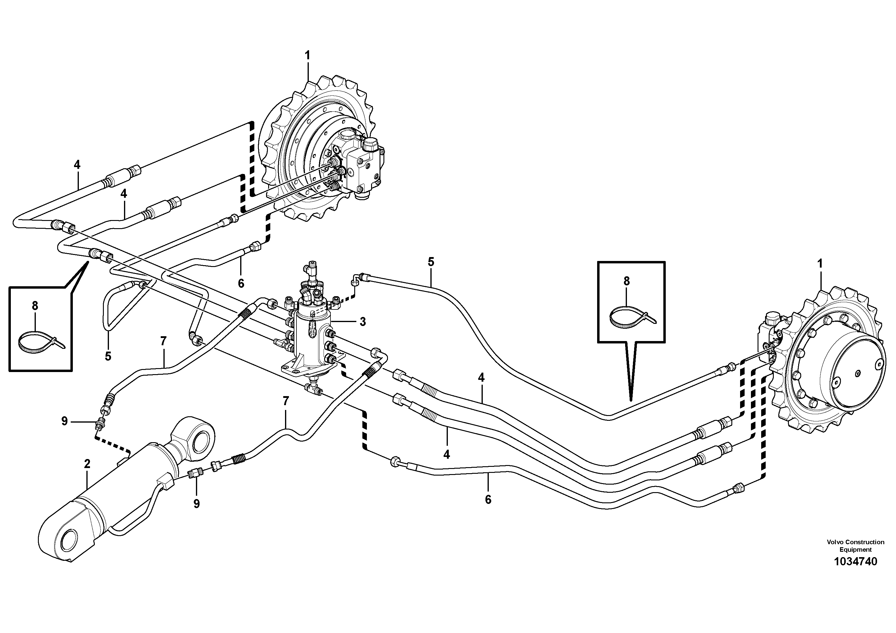 Схема запчастей Volvo EC27C - 50262 Hydraulic circuit ( lower frame ) EC27C