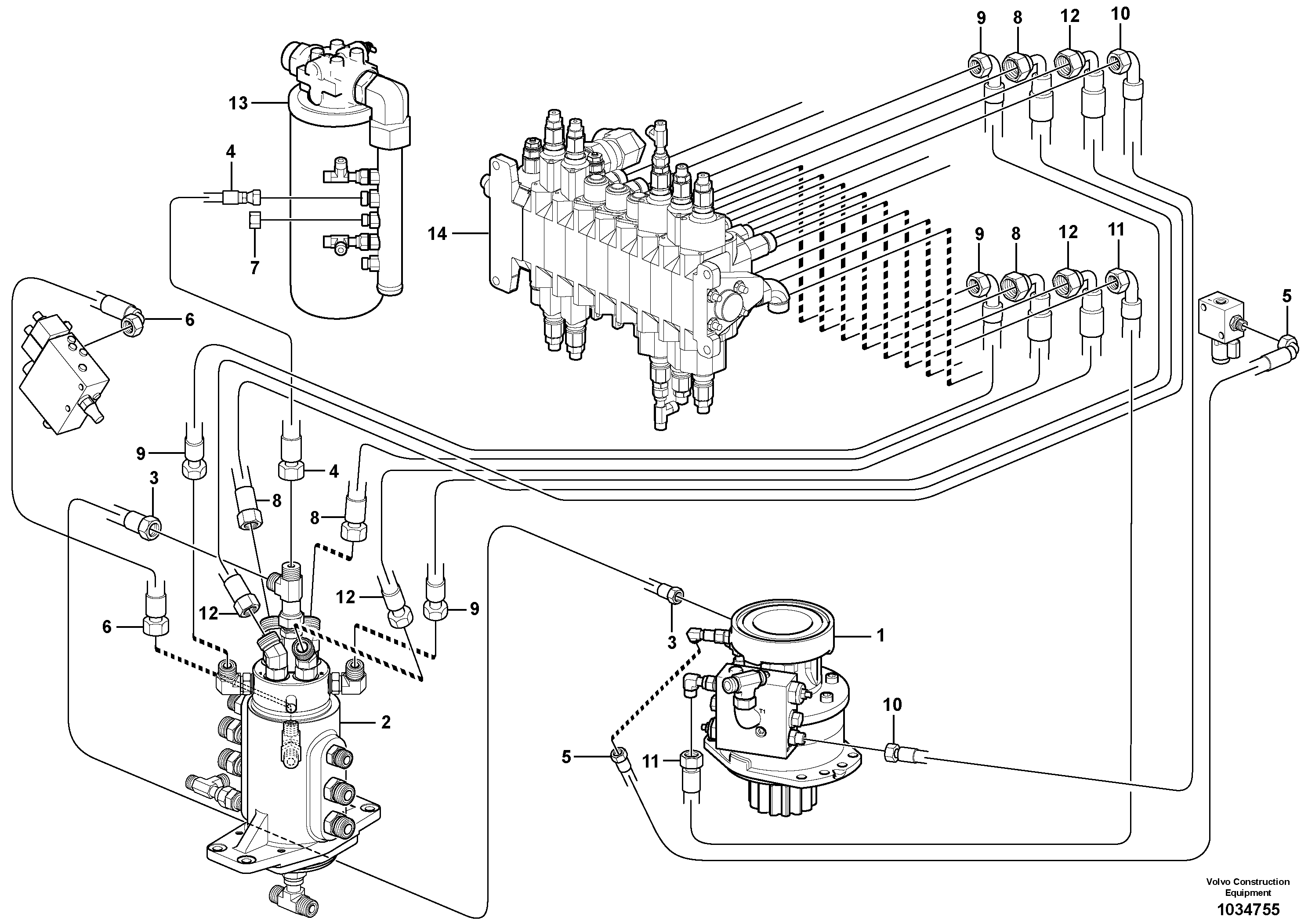 Схема запчастей Volvo EC27C - 50263 Hydraulic circuit ( platform/balancing valve/offset cylinder ) EC27C