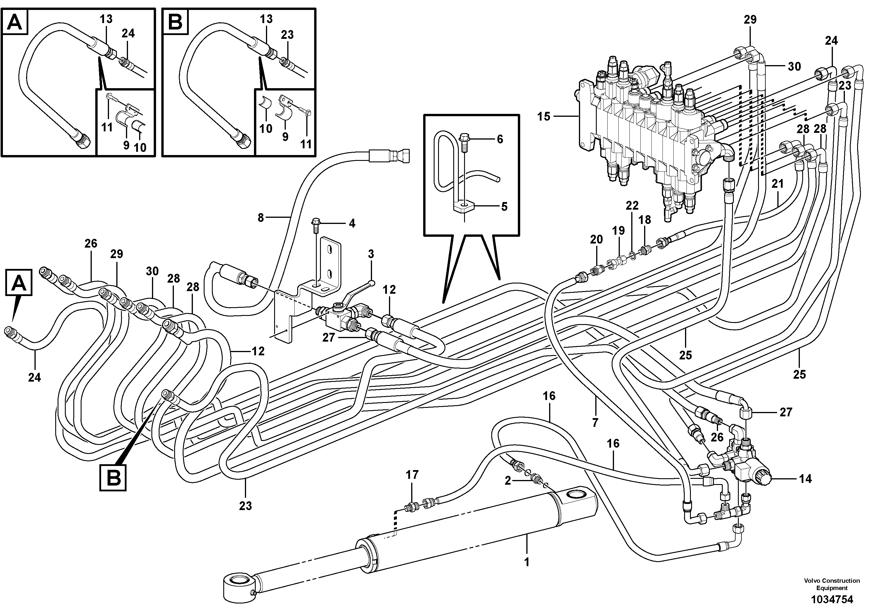 Схема запчастей Volvo EC27C - 69140 Hydraulic circuit ( platform/balancing valve/offset cylinder ) EC27C