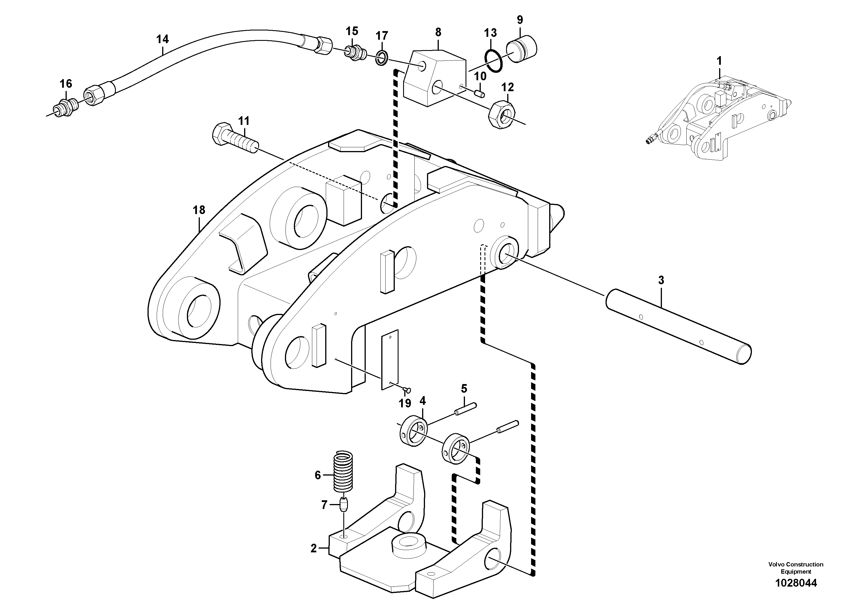 Схема запчастей Volvo EC27C - 105588 Tool holder / hydraulic control EC27C