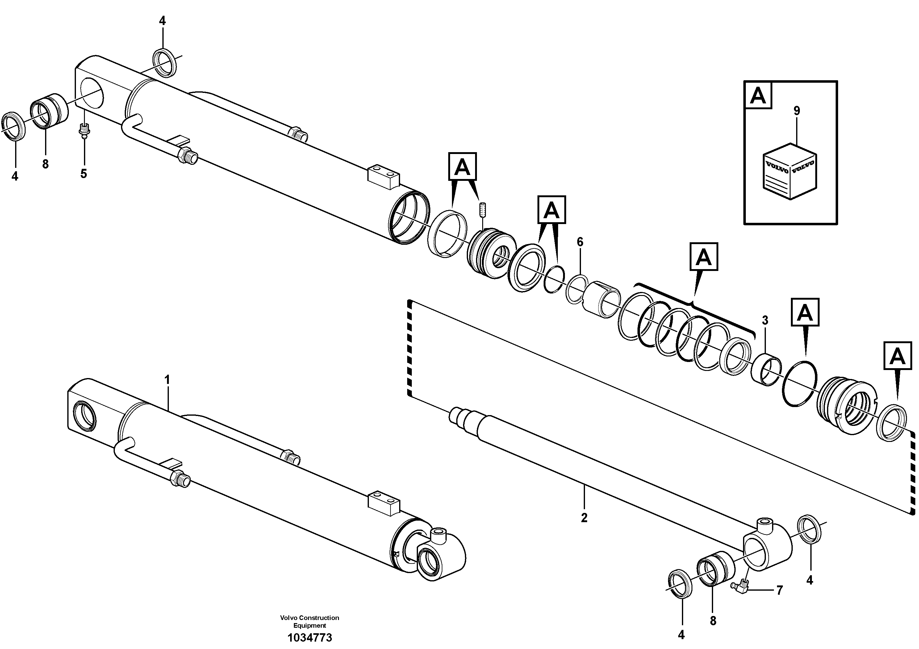 Схема запчастей Volvo EC27C - 50891 Гидроцилиндр стрелы EC27C