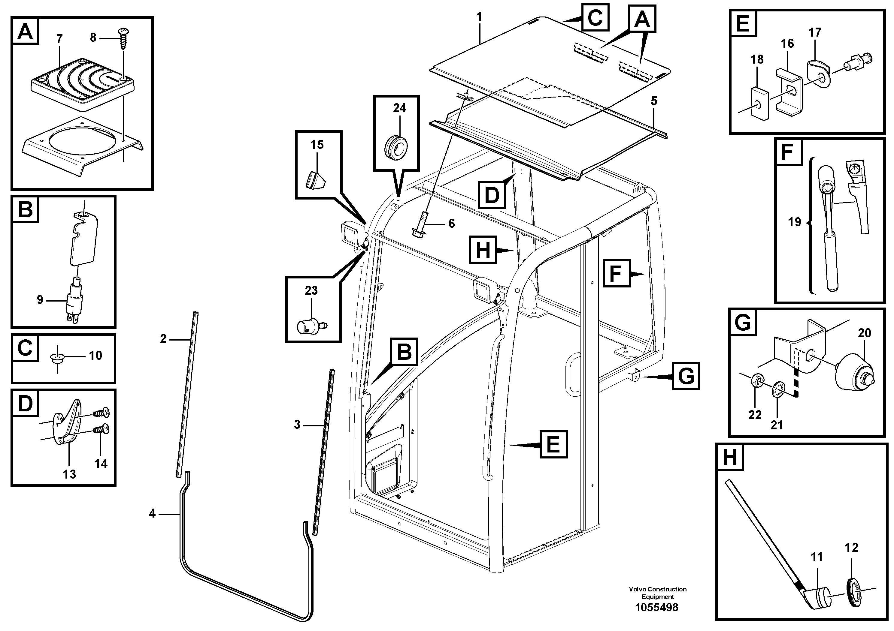 Схема запчастей Volvo EC15C - 72507 Operators cab EC15C