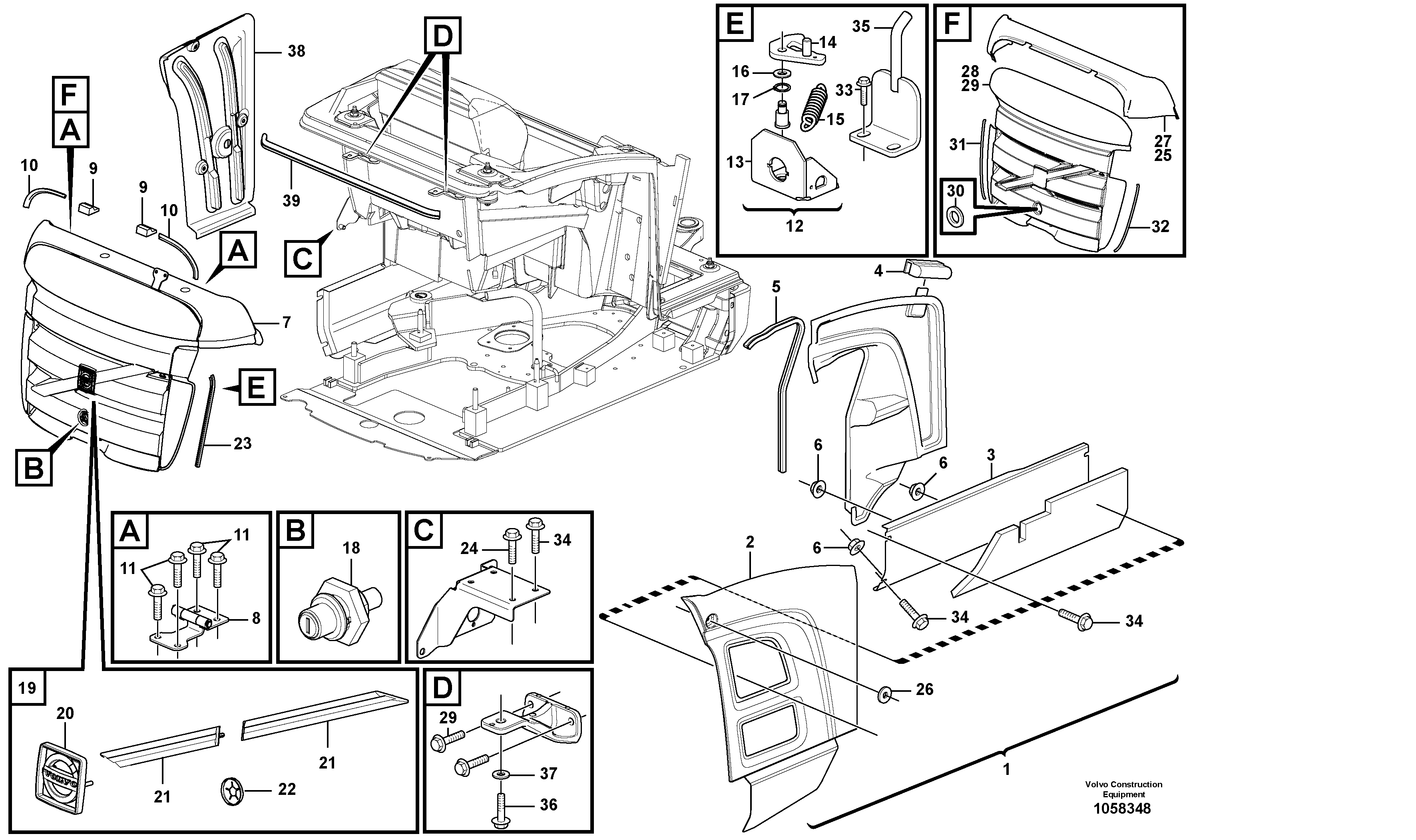 Схема запчастей Volvo EC15C - 93529 Engine hood EC15C