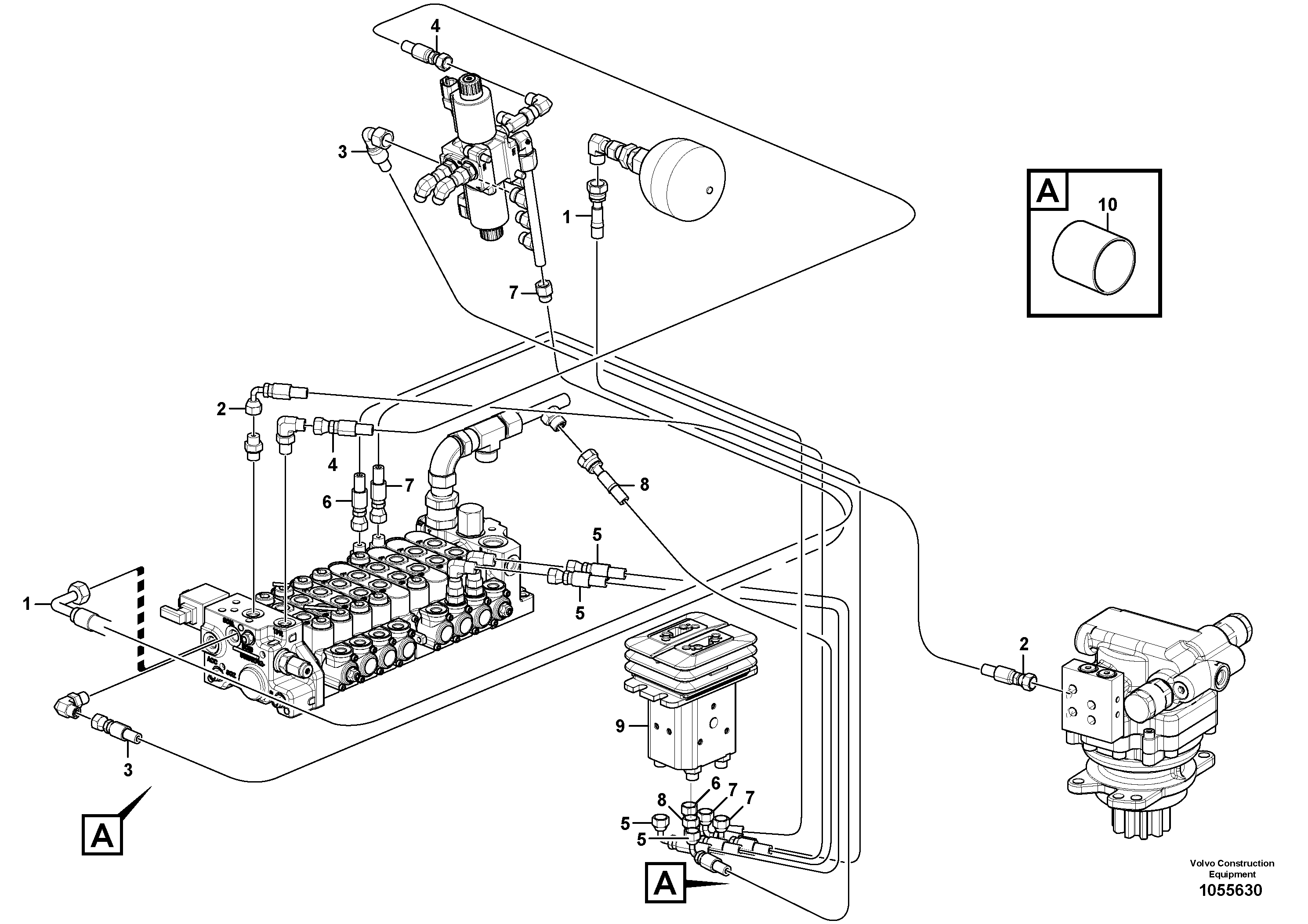 Схема запчастей Volvo EC15C - 73736 Hydraulic circuit ( low pressure ) EC15C
