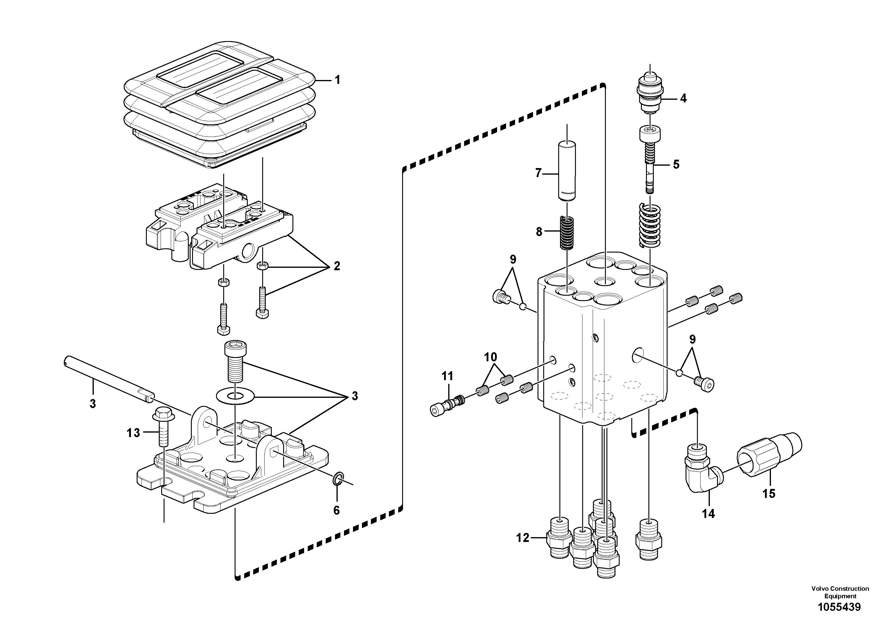 Схема запчастей Volvo EC15C - 78959 Remote control valve pedal, travel motor EC15C