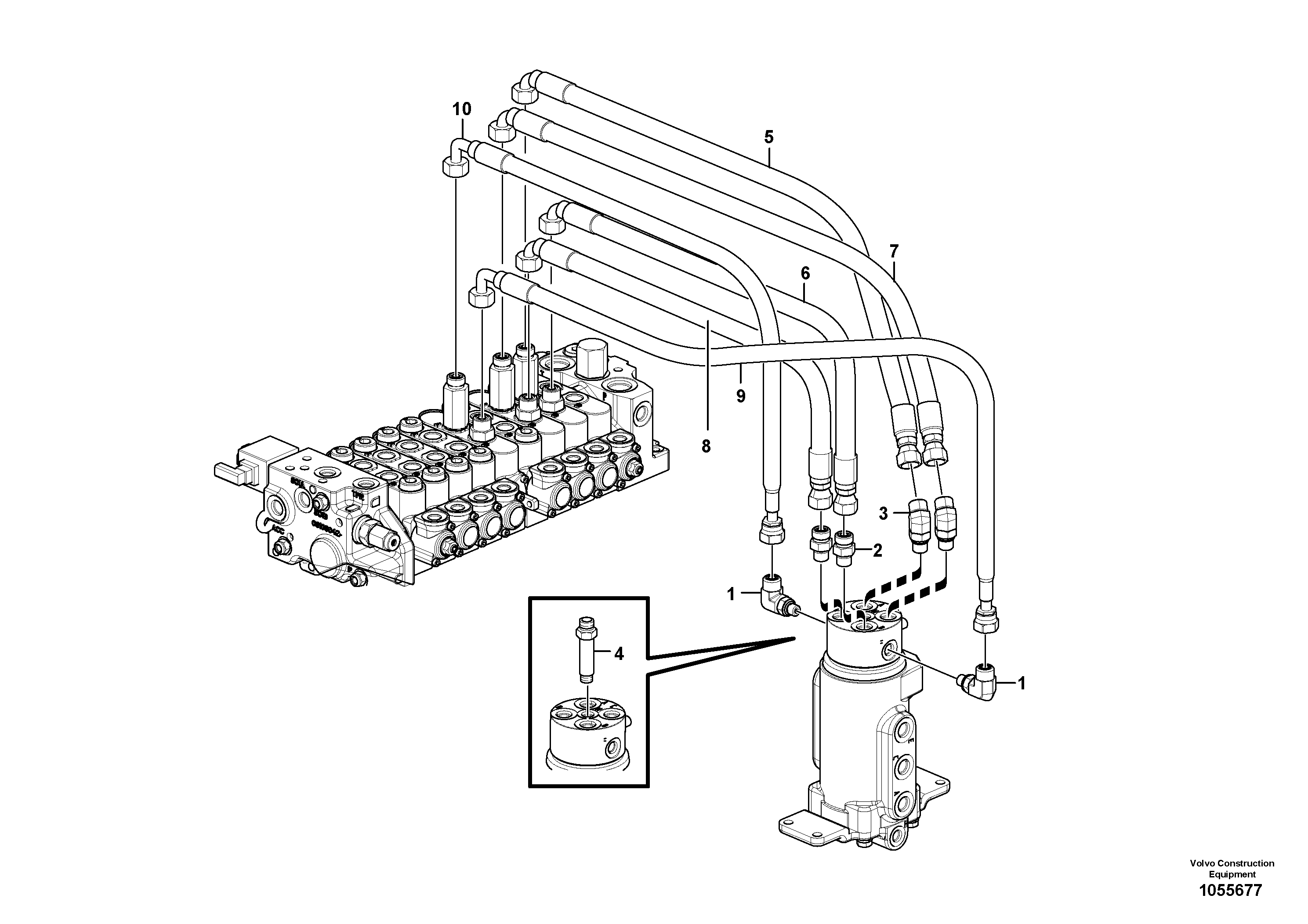 Схема запчастей Volvo EC15C - 72261 Hydraulic circuit, upper frame EC15C