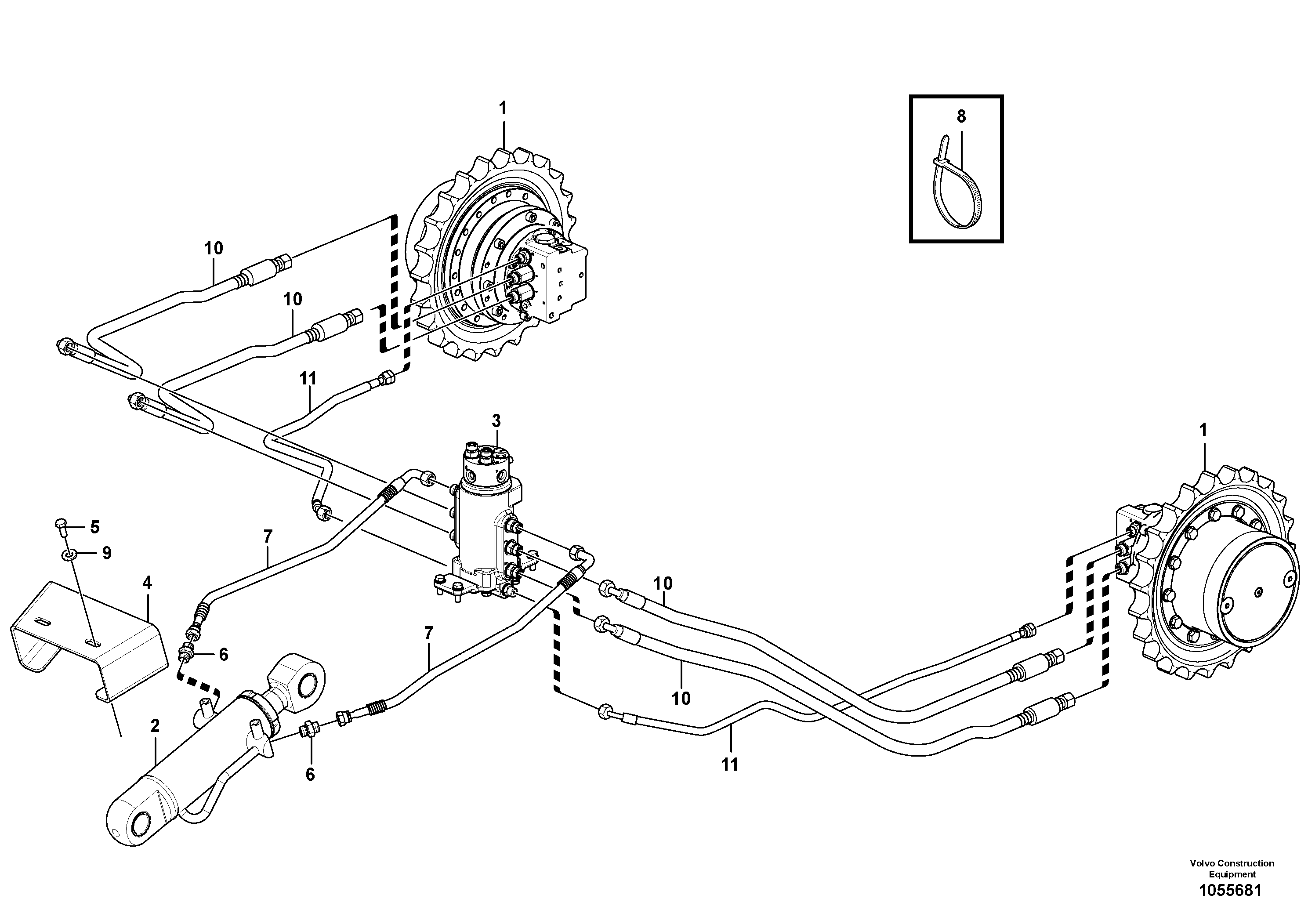 Схема запчастей Volvo EC15C - 78516 Hydraulic circuit ( lower frame ) EC15C