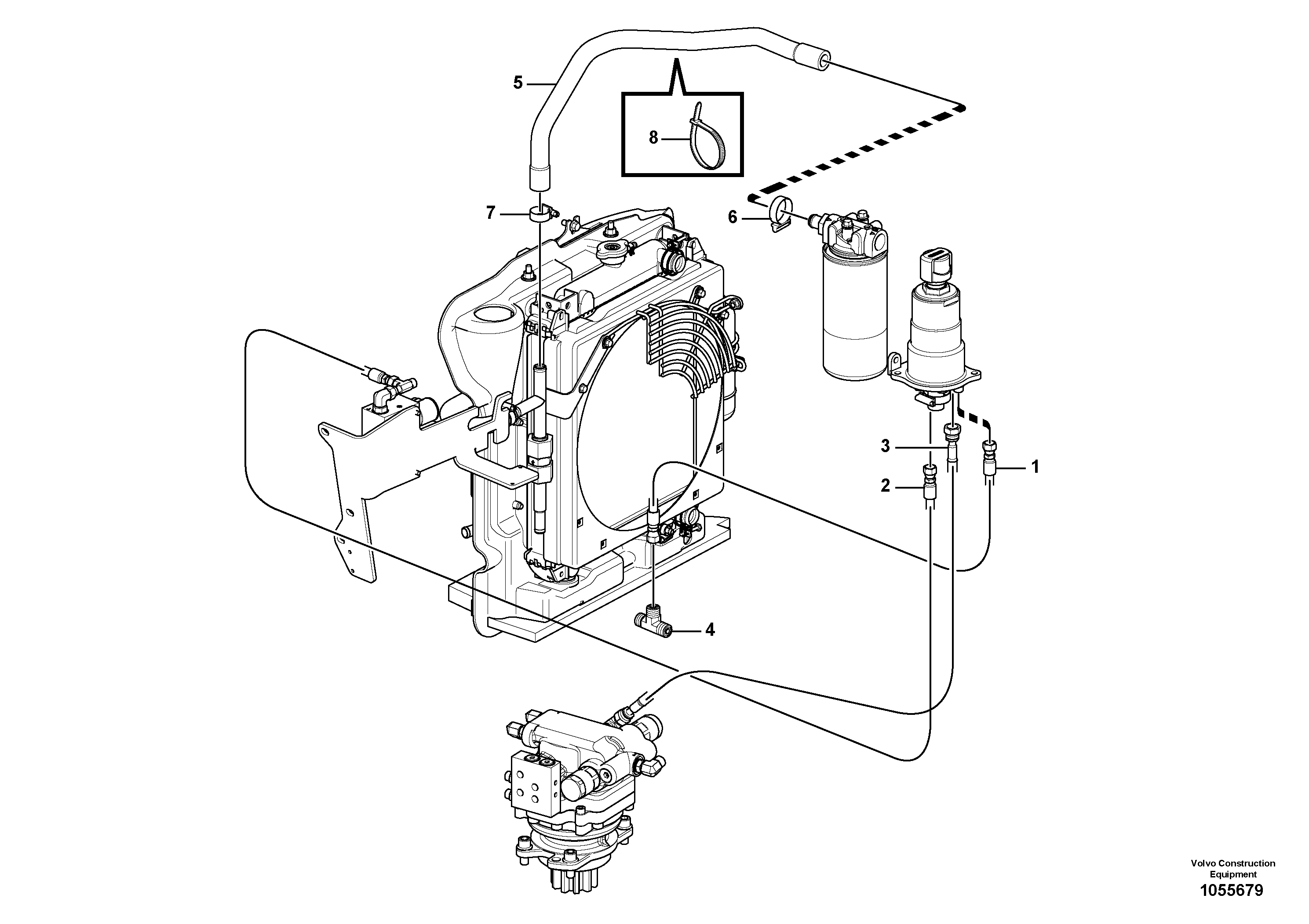 Схема запчастей Volvo EC15C - 80319 Hydraulic circuit, upper frame EC15C