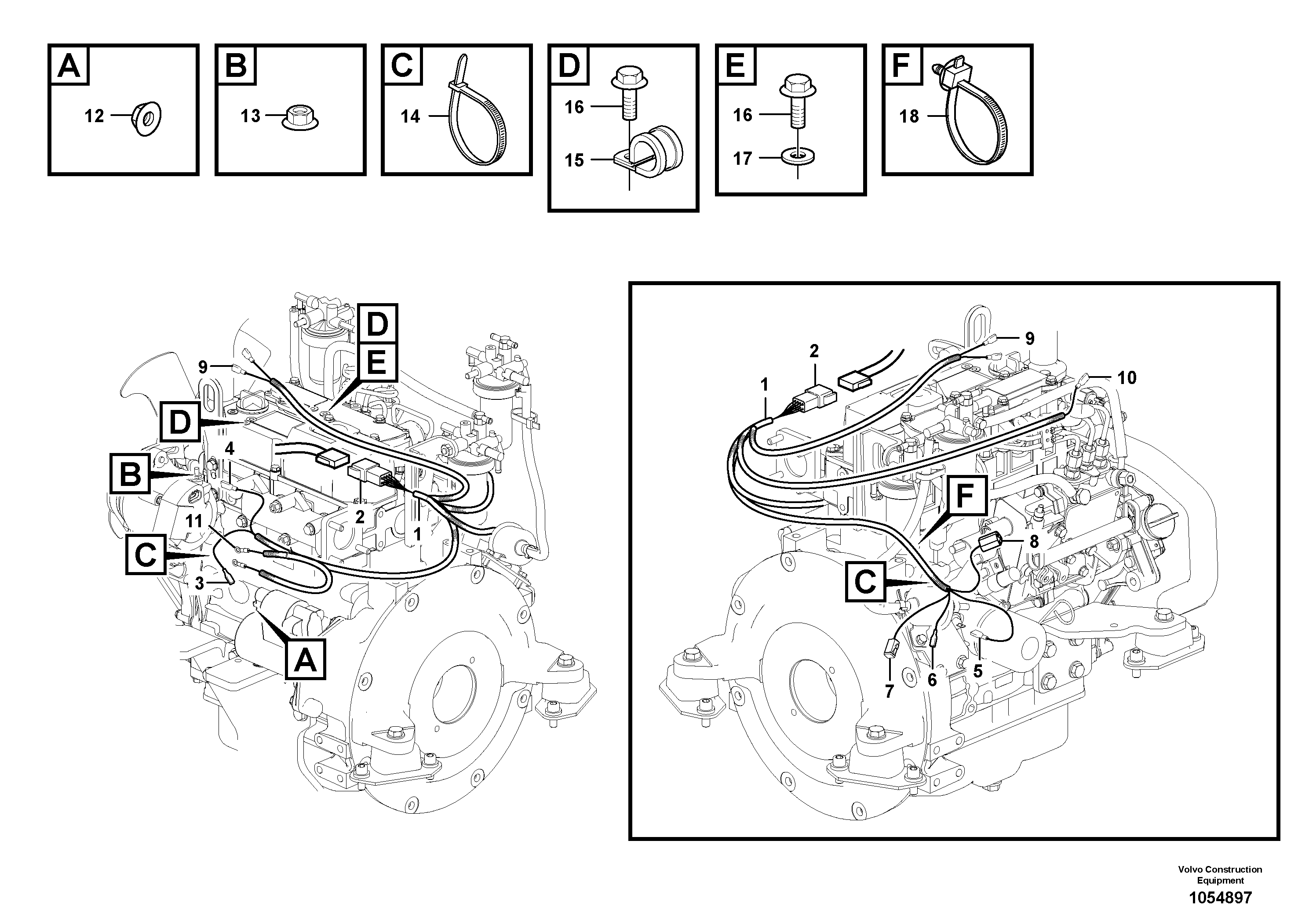 Схема запчастей Volvo EC15C - 80816 Cable harness, engine EC15C
