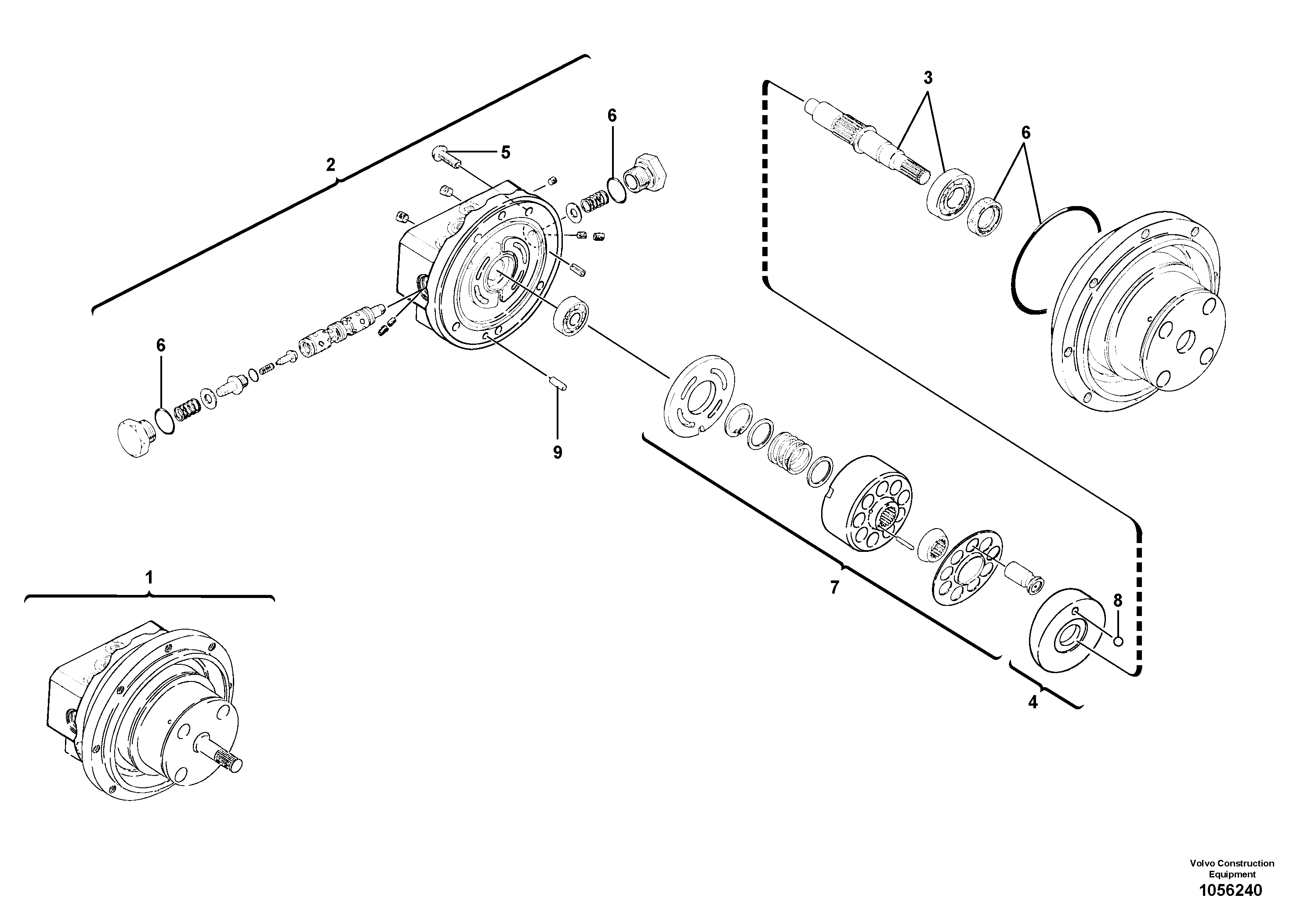 Схема запчастей Volvo EC15C - 72919 Travelling gear motor assy / without brake EC15C