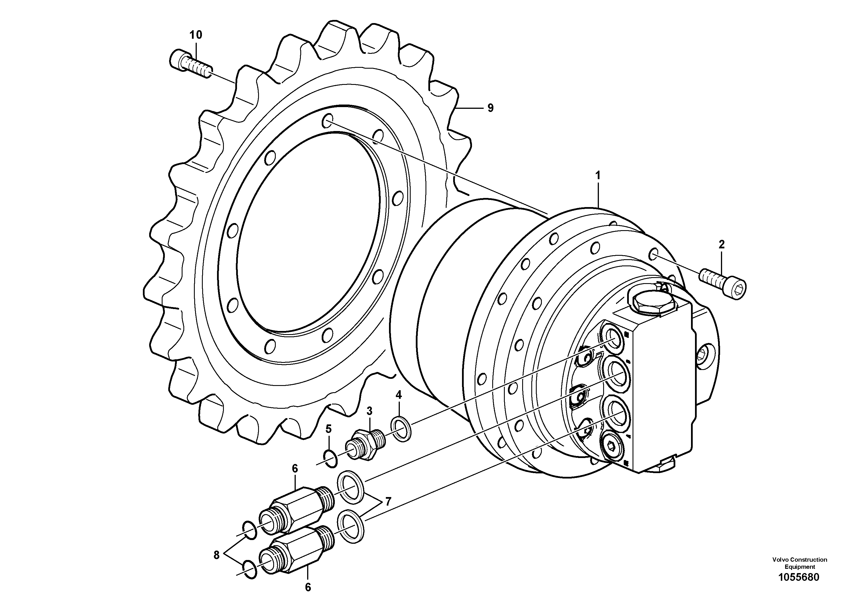 Схема запчастей Volvo EC15C - 73143 Travel motor with mounting parts EC15C