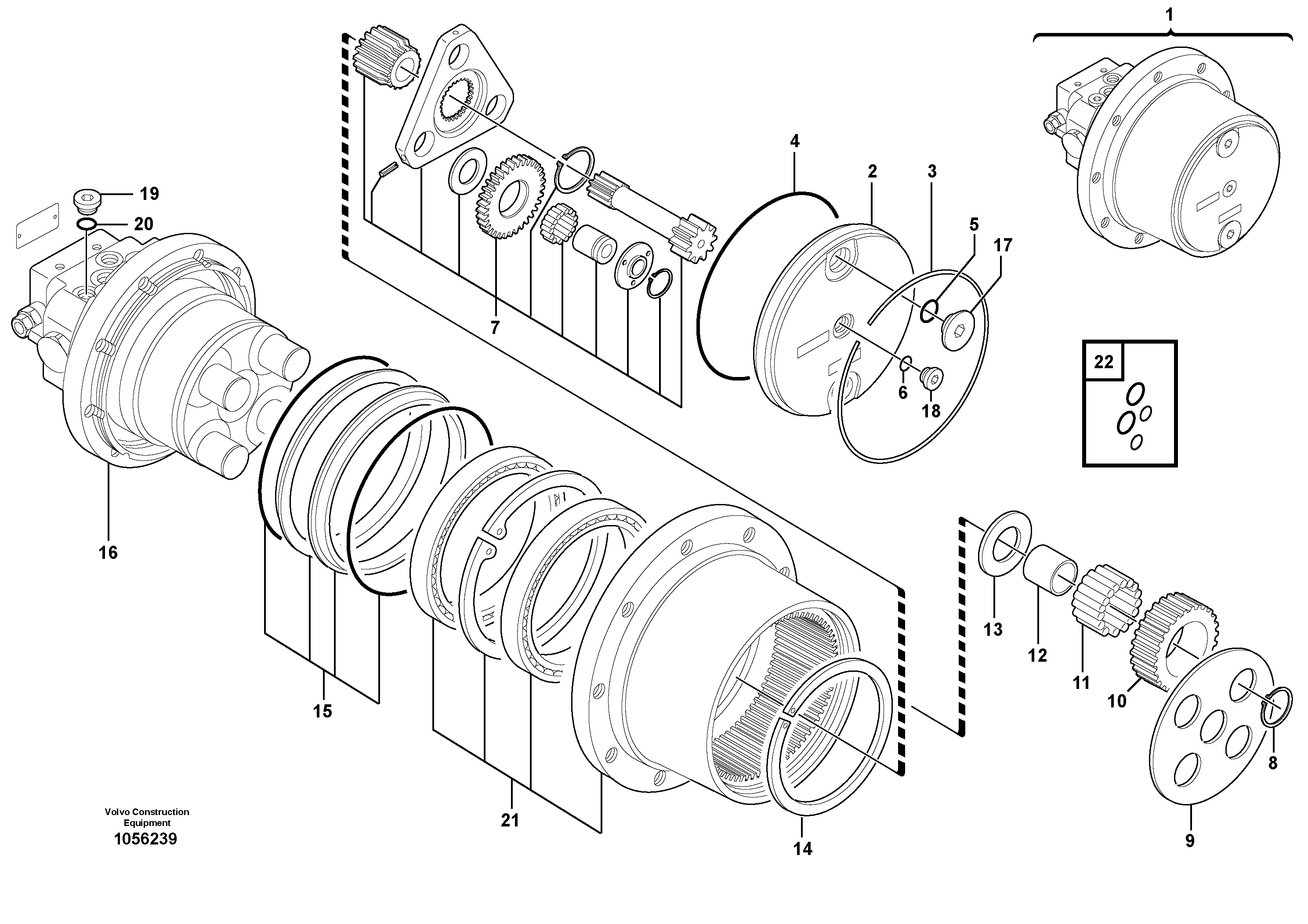 Схема запчастей Volvo EC15C - 75870 Hydraulic travelling motor EC15C