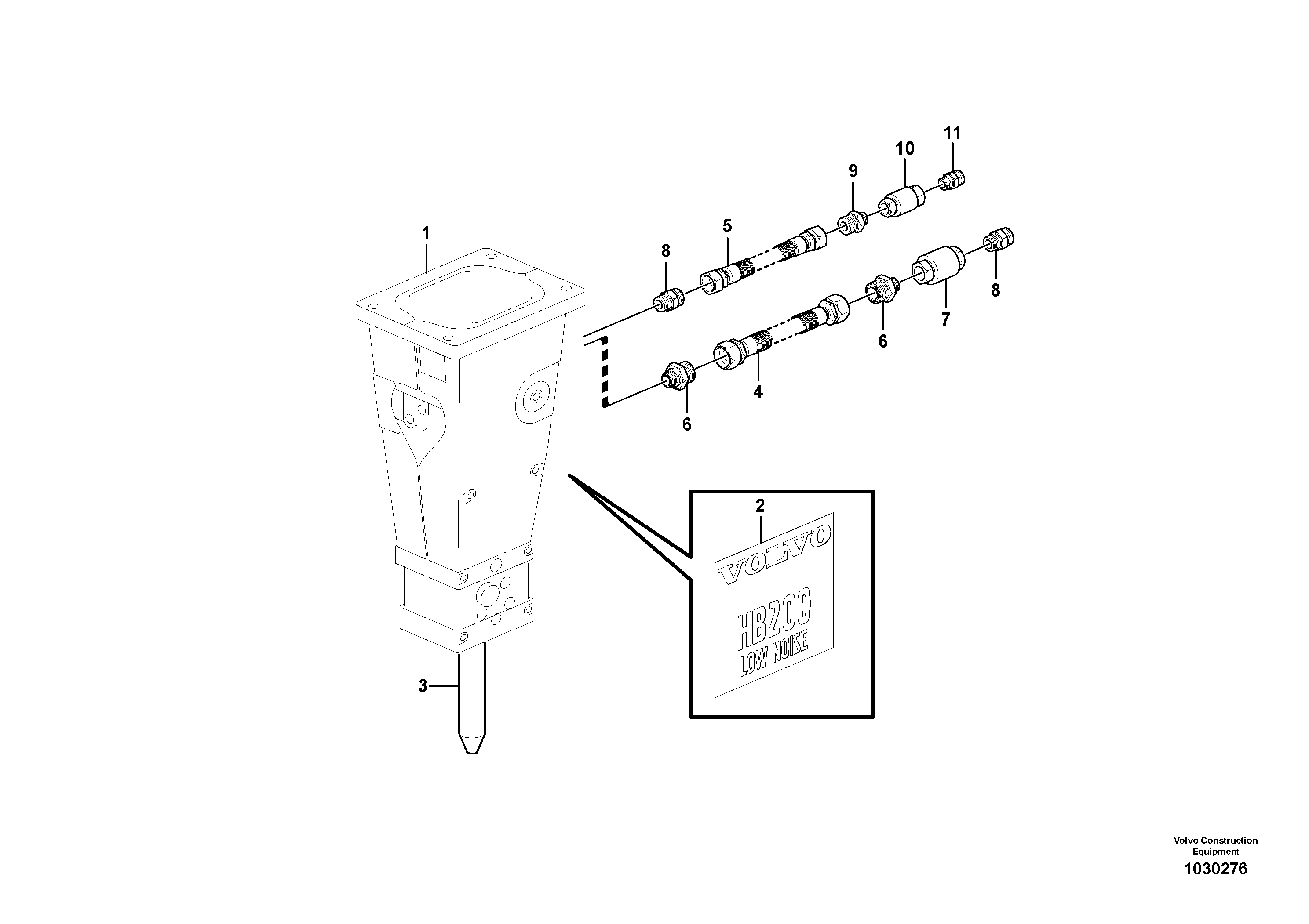 Схема запчастей Volvo EC17C - 77785 Hammer ATTACHMENTS ATT. COMPACT EXCAVATORS BUCKET&HAMMER