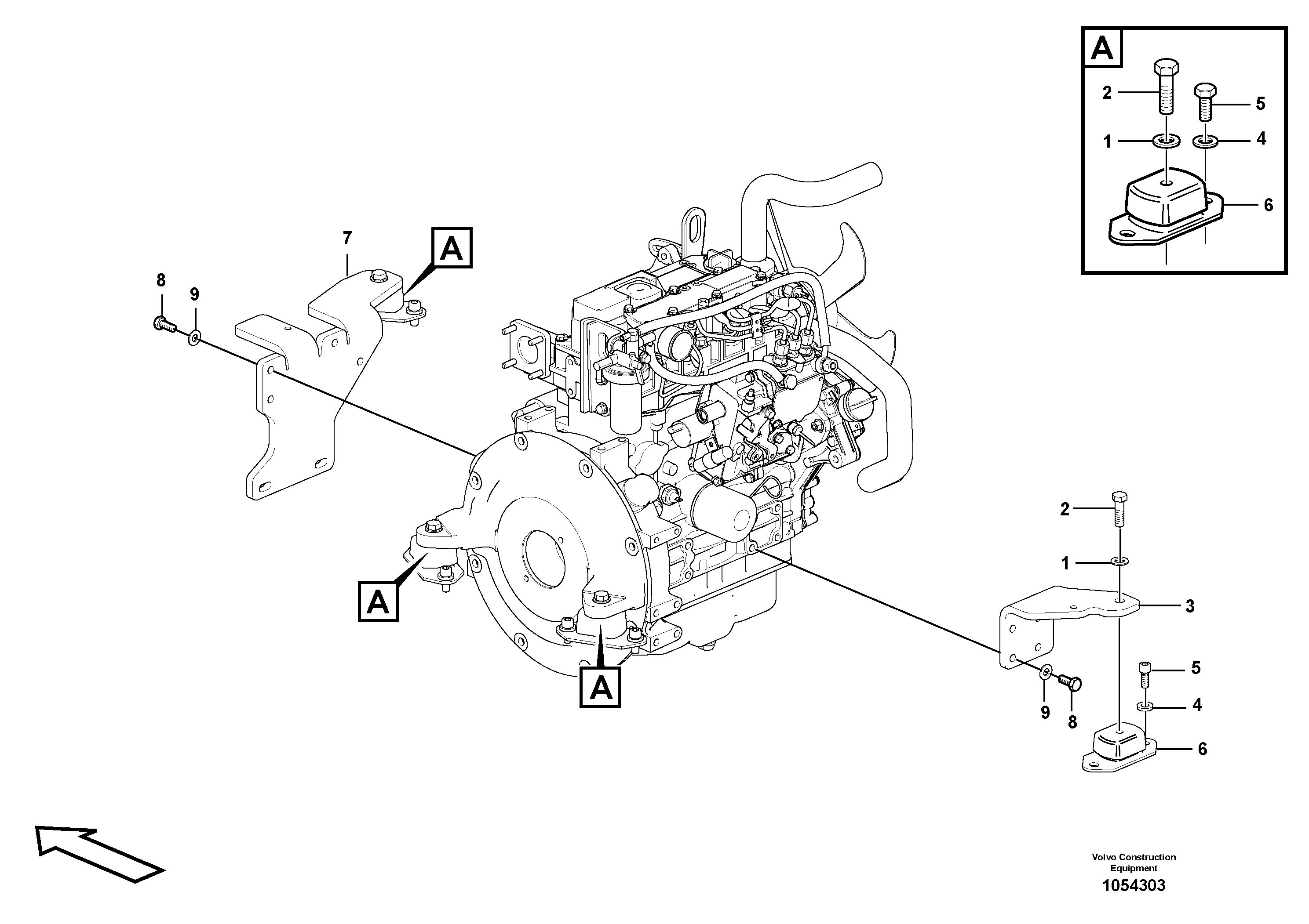 Схема запчастей Volvo EC17C - 69313 Engine mounts EC17C