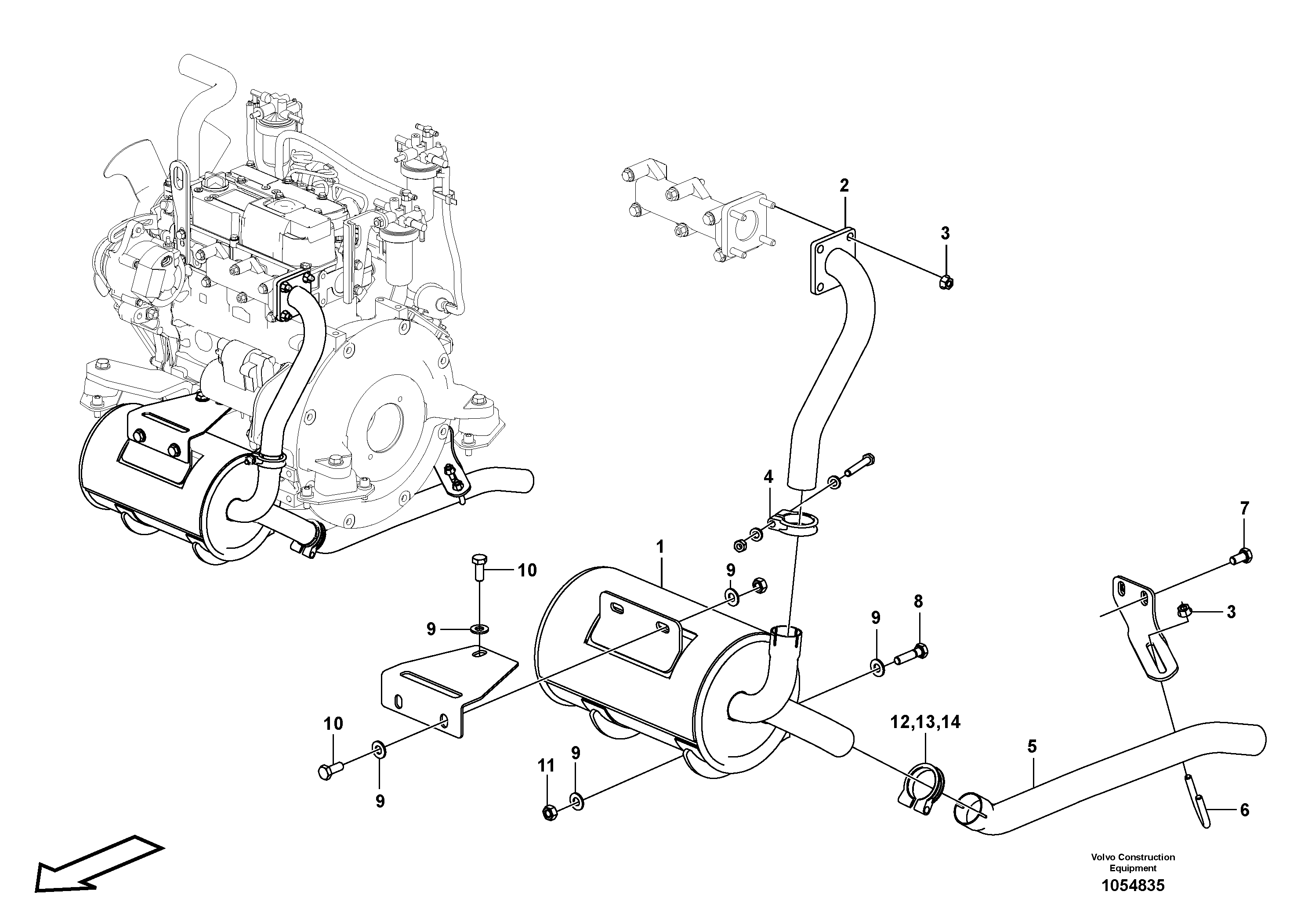 Схема запчастей Volvo EC17C - 82197 Выхлопная система EC17C