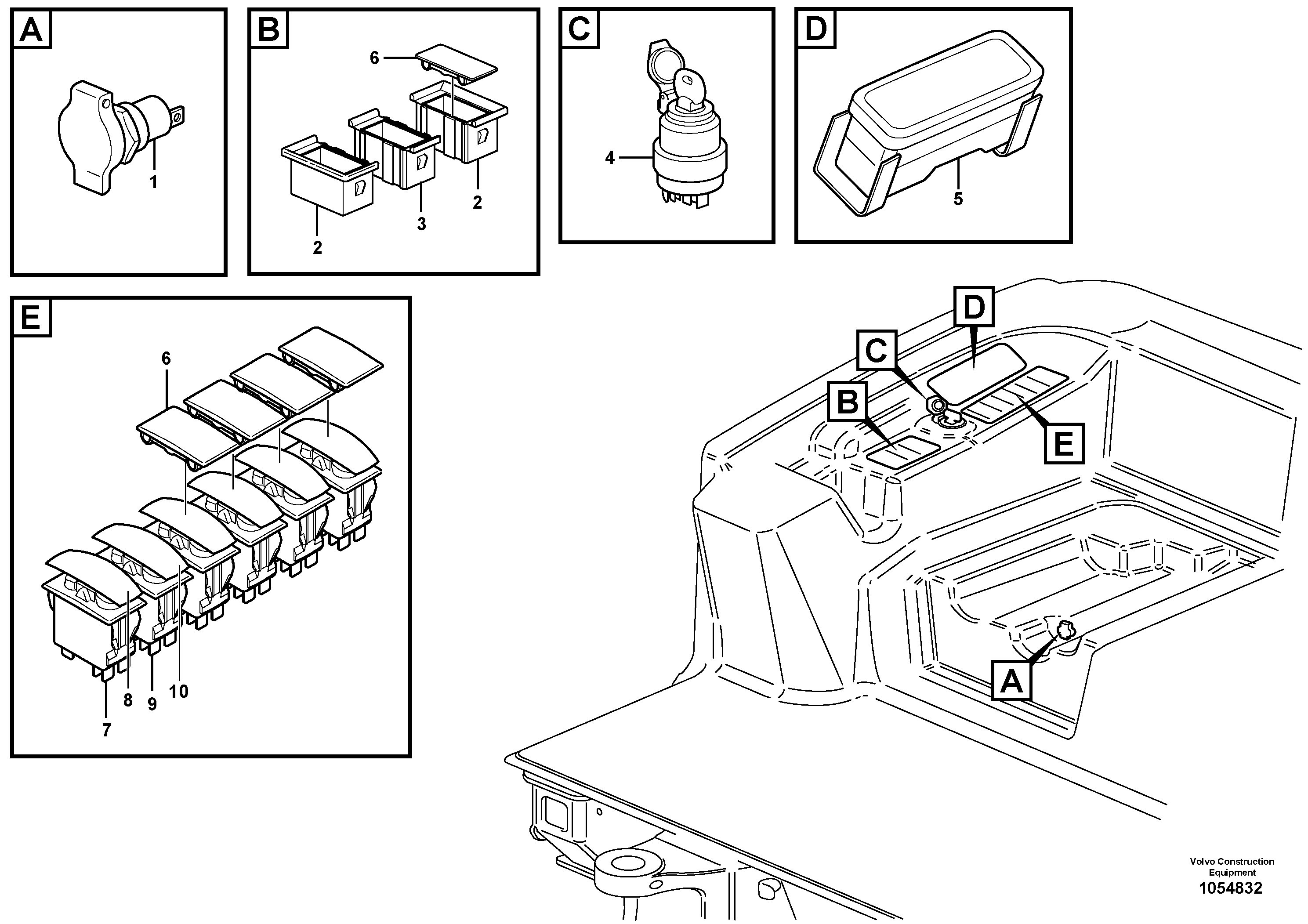 Схема запчастей Volvo EC17C - 105731 Instrument panel, right EC17C