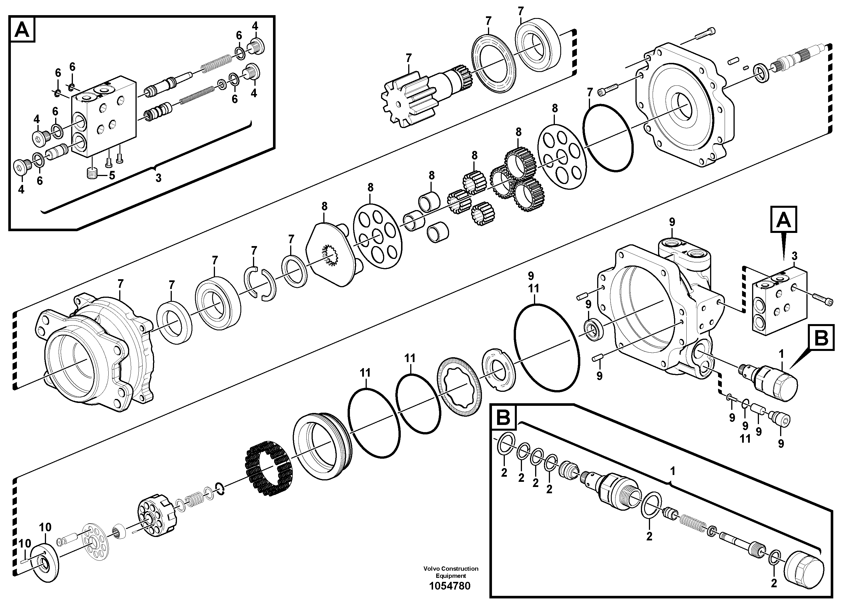Схема запчастей Volvo EC17C - 70598 Slewing gear motor EC17C