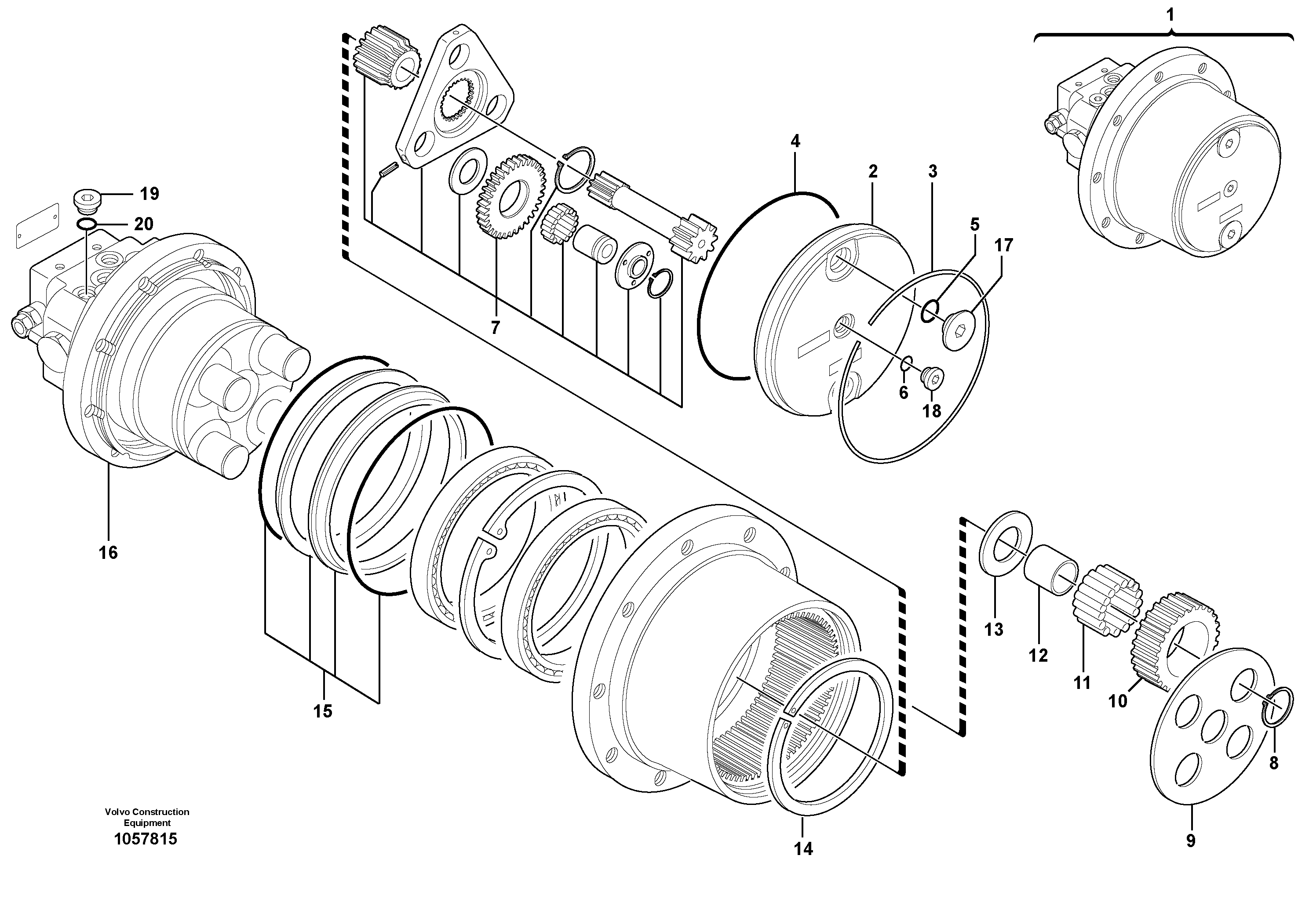 Схема запчастей Volvo EC17C - 85767 Hydraulic travelling motor EC17C