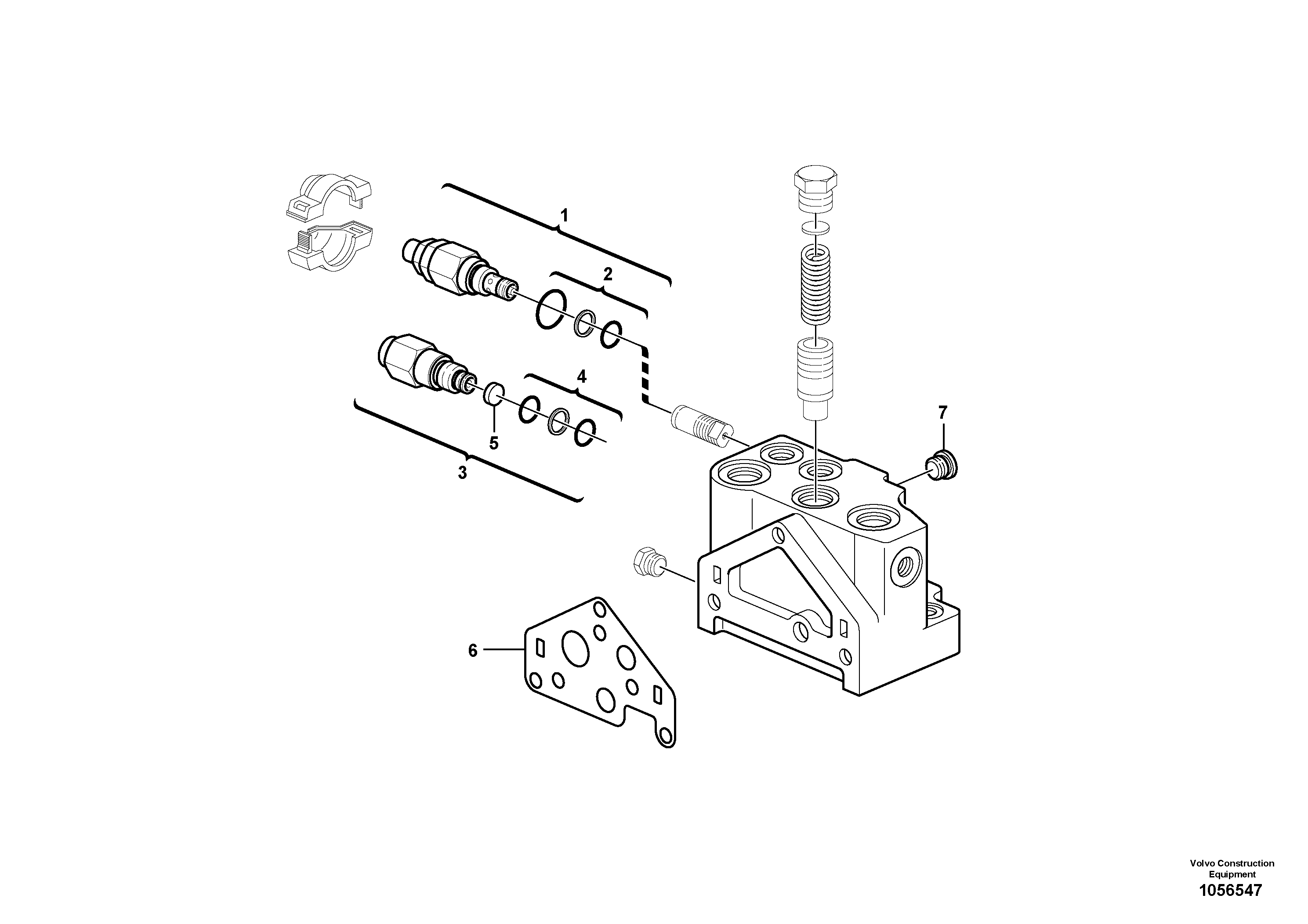 Схема запчастей Volvo EC17C - 70843 Valve section EC17C