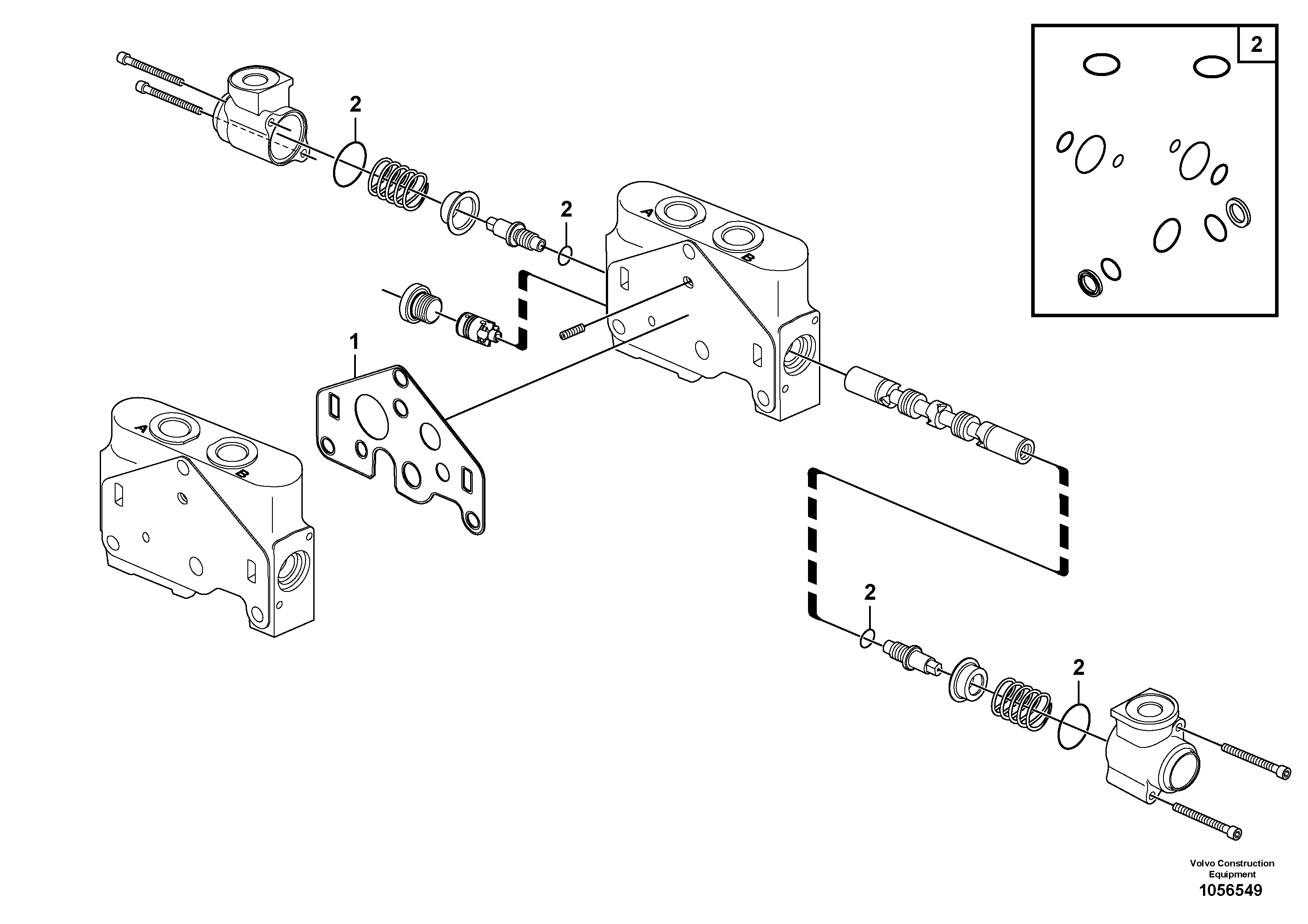 Схема запчастей Volvo EC17C - 71464 Valve section EC17C